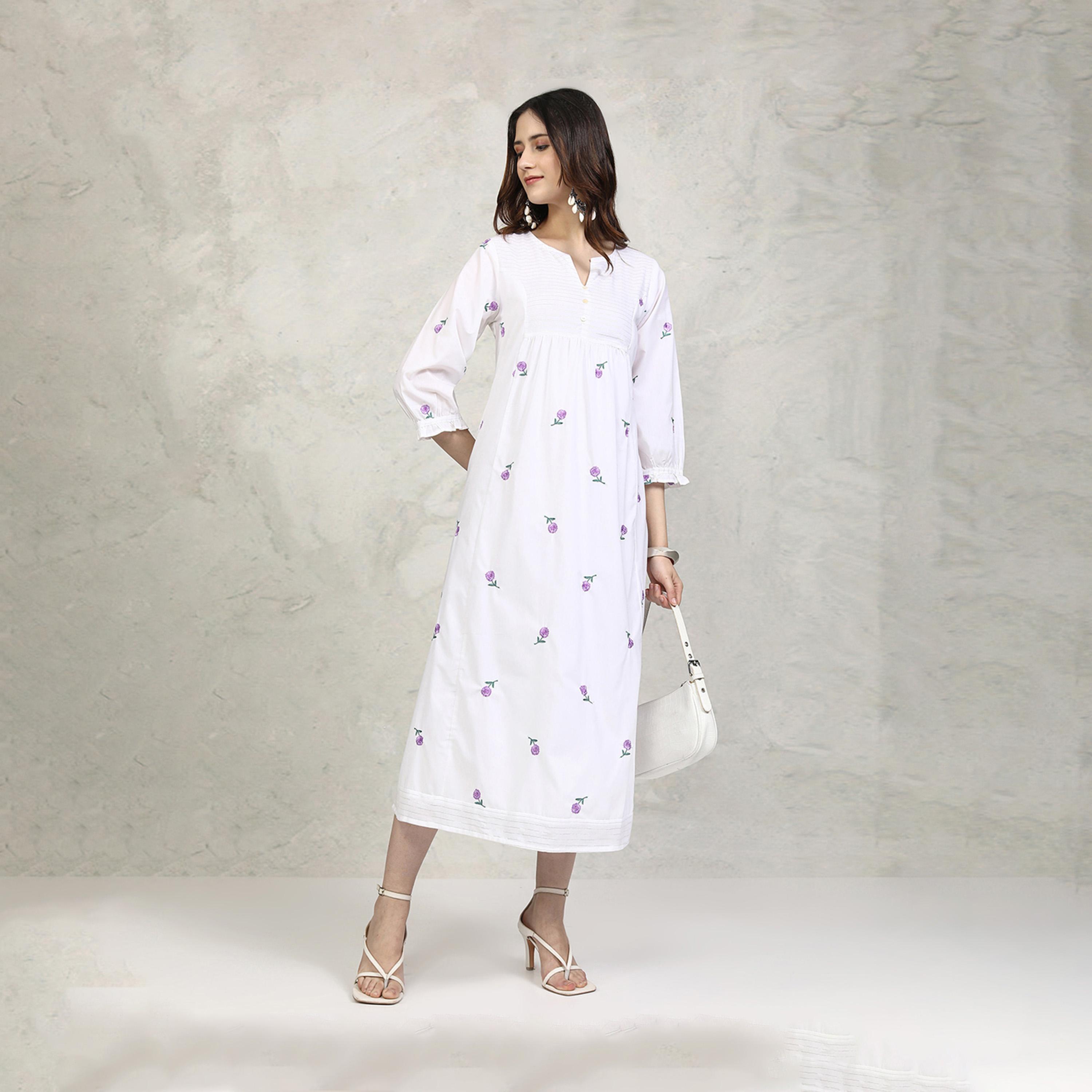 Vishudh X Styli Embroidered A-Line Notch Neck Midi Dress-women-clothing-dresses-image-1