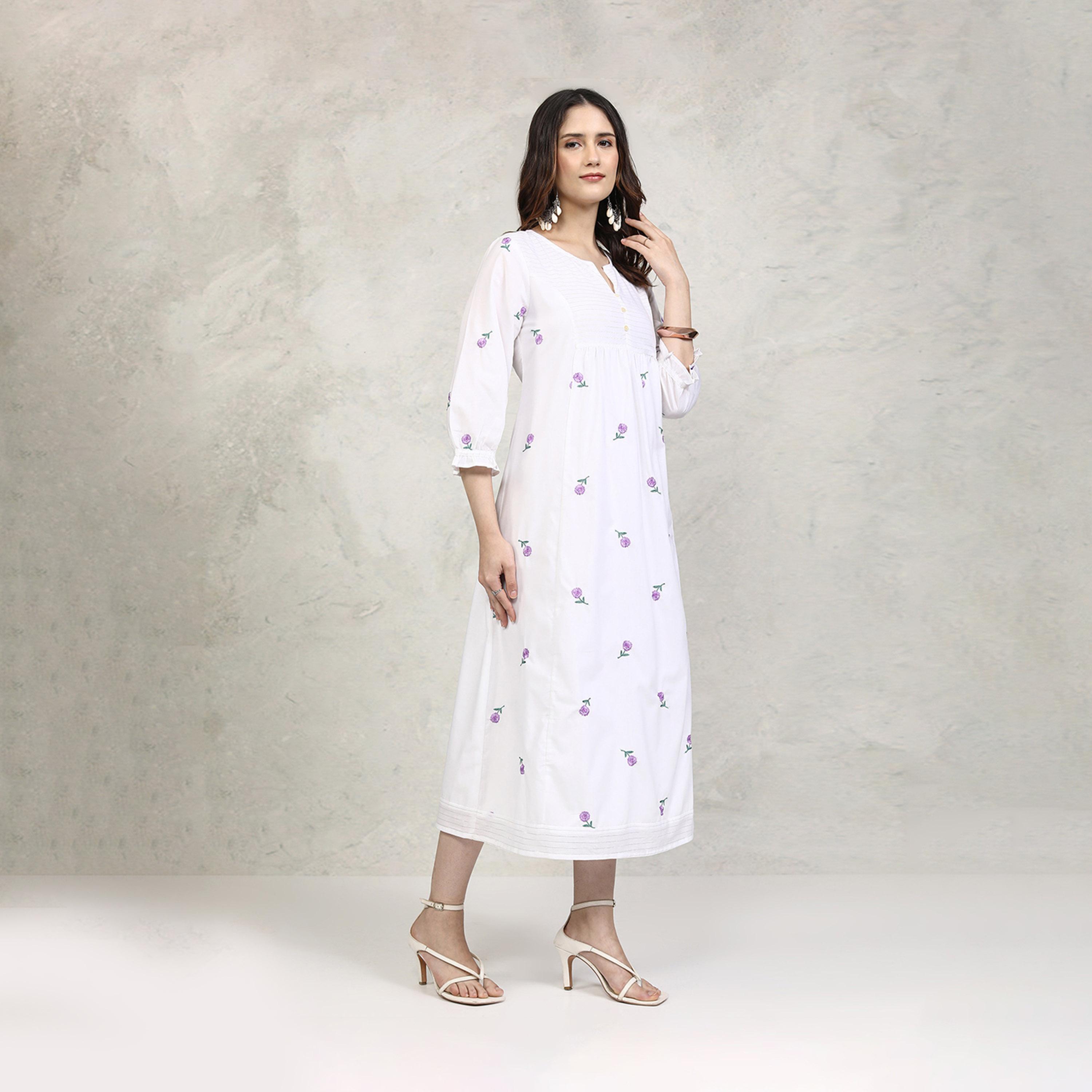 Vishudh X Styli Embroidered A-Line Notch Neck Midi Dress-women-clothing-dresses-image-4