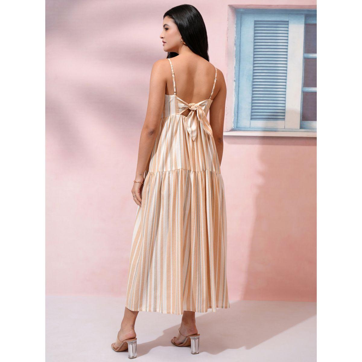 Vishudh X Styli Striped Cotton A-Line Maxi Dress with Tie-Up Back-women-clothing-dresses-image-2