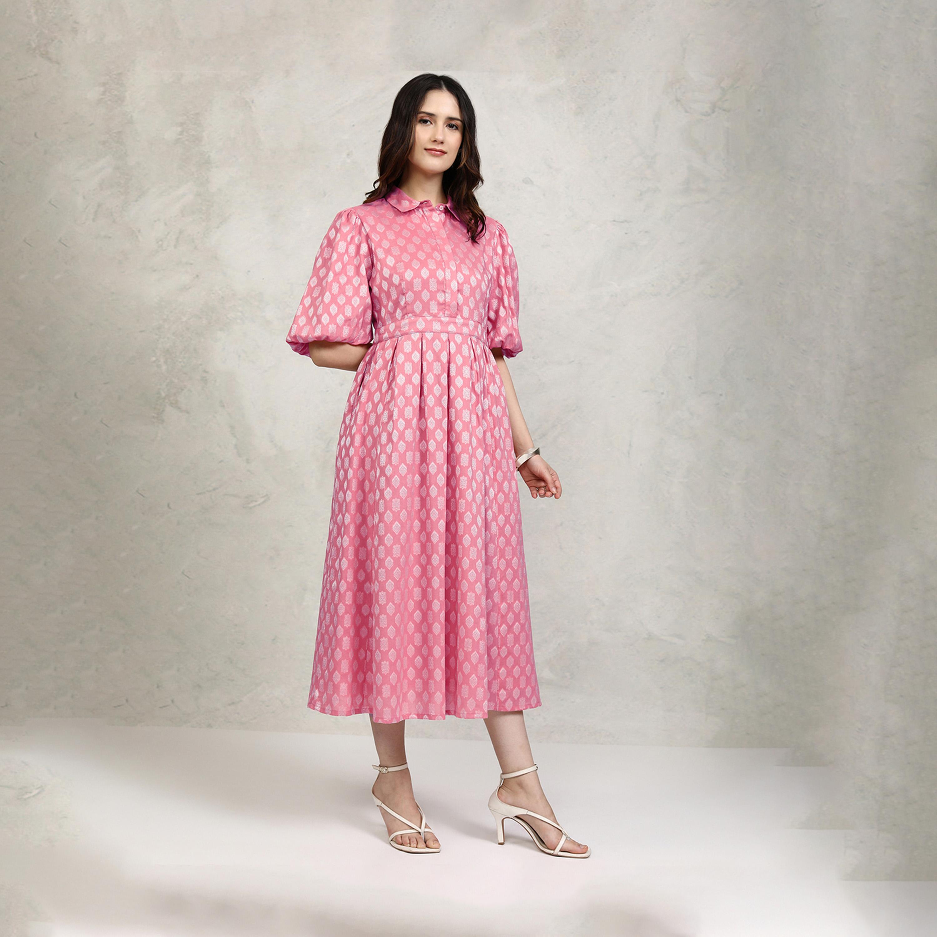 Vishudh X Styli Printed Puff Sleeve Shirt Midi Dress-women-clothing-dresses-image-6