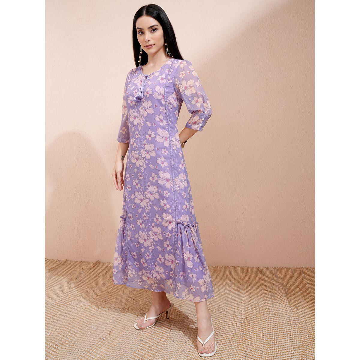 Vishudh X Styli Floral Printed Tie-Up Neck A-Line Maxi Dress-women-clothing-dresses-image-2