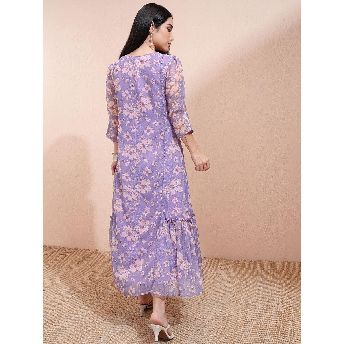 Vishudh X Styli Floral Printed Tie-Up Neck A-Line Maxi Dress-women-clothing-dresses-image-3