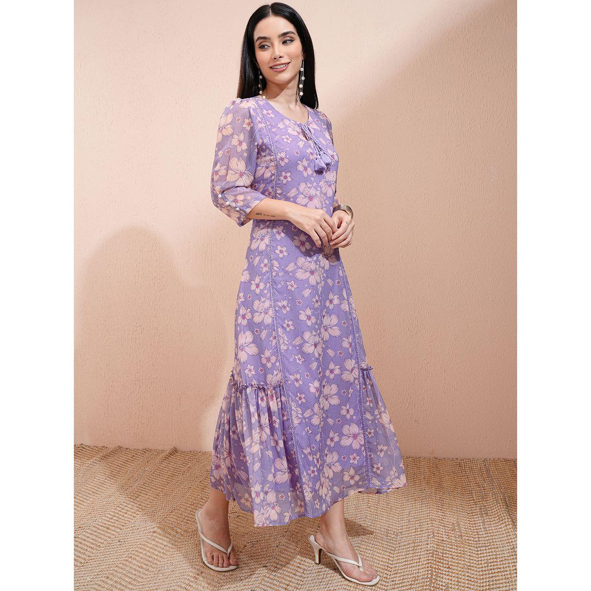 Vishudh X Styli Floral Printed Tie-Up Neck A-Line Maxi Dress-women-clothing-dresses-image-4