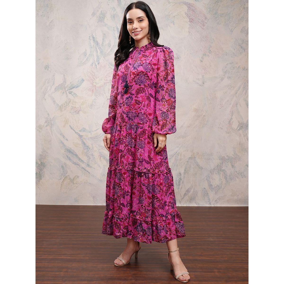 Vishudh X Styli Floral Printed Tie-Up Neck Tiered Maxi Dress-women-clothing-dresses-image-4