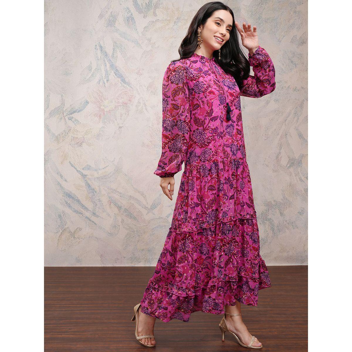 Vishudh X Styli Floral Printed Tie-Up Neck Tiered Maxi Dress-women-clothing-dresses-image-6