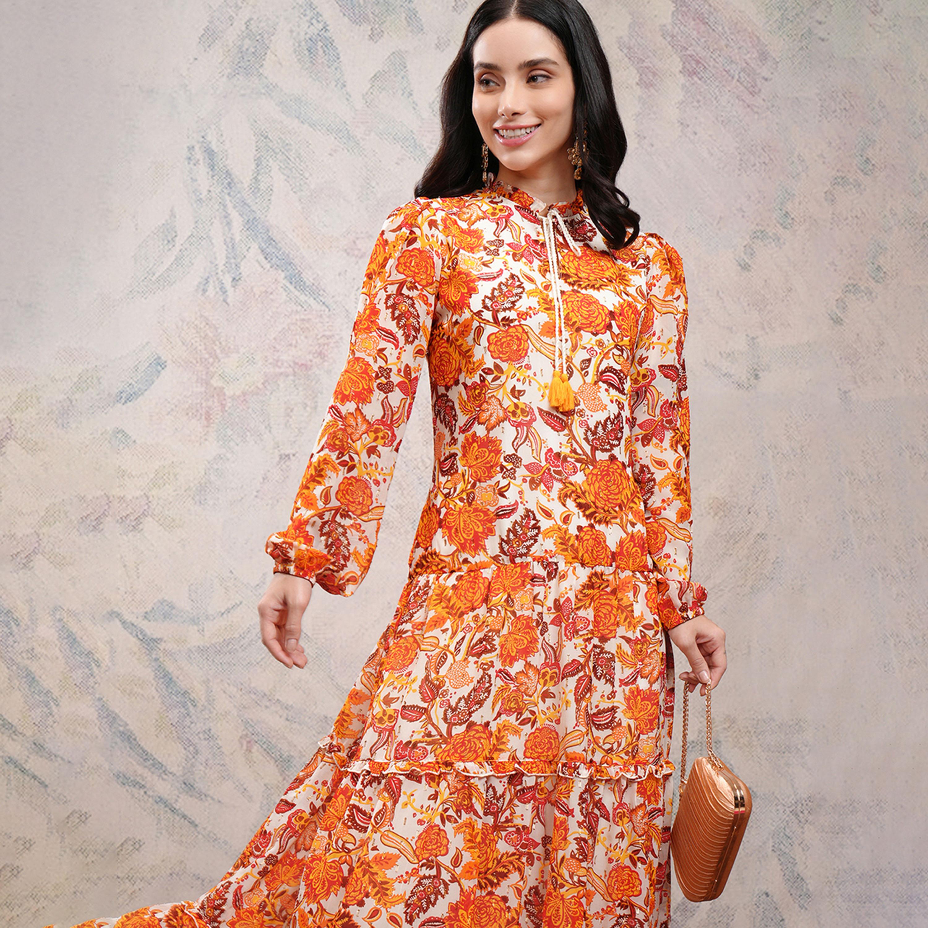 Vishudh X Styli Floral Print Tie-Up Neck Tiered Maxi Dress-women-clothing-dresses-image-1