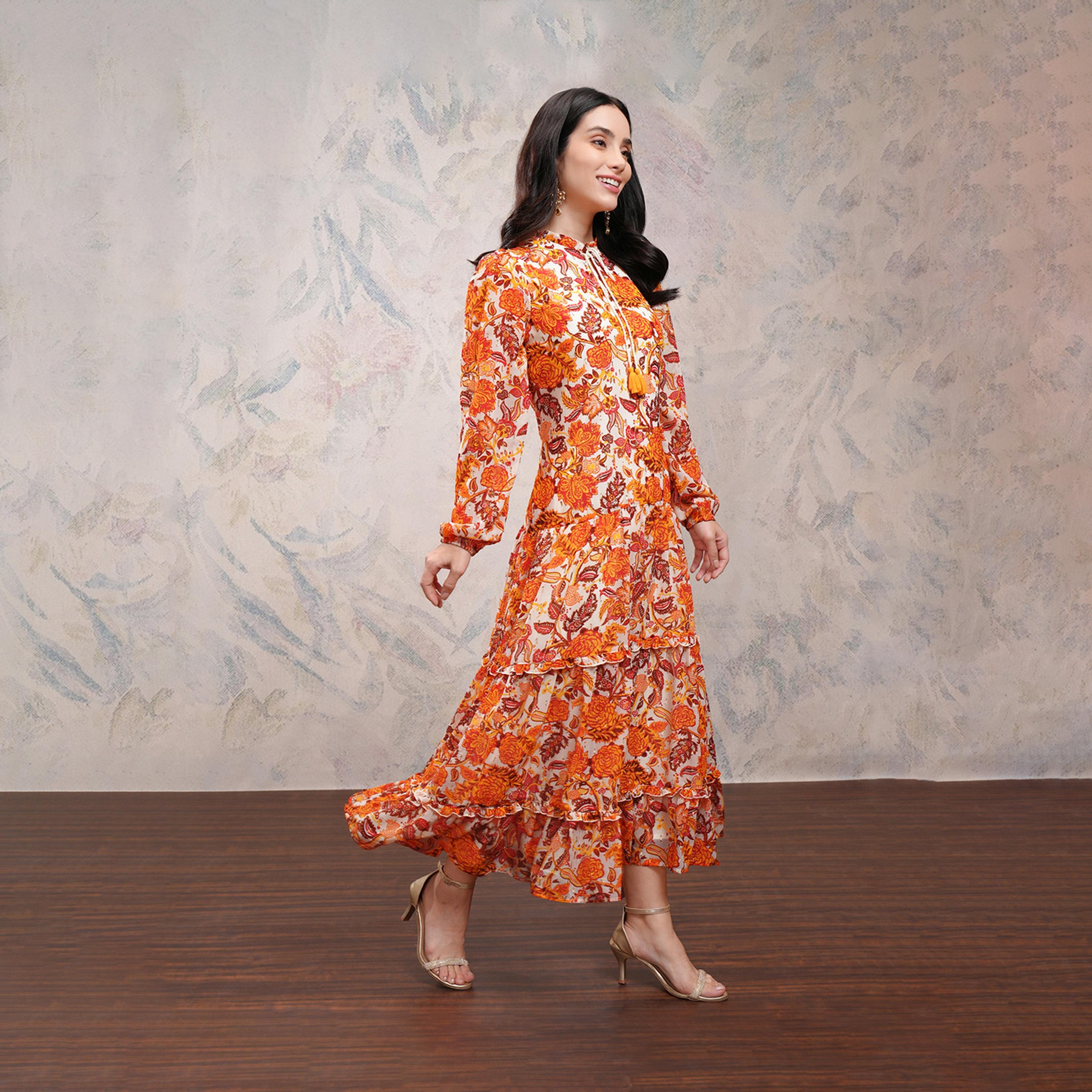 Vishudh X Styli Floral Print Tie-Up Neck Tiered Maxi Dress-women-clothing-dresses-image-6