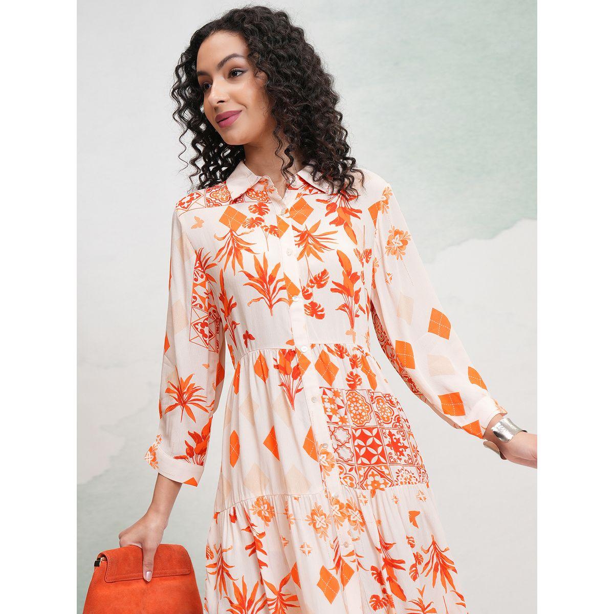 فستان مطبع بالكامل بطول الركبة فيشود × ستايلي-women-clothing-dresses-image-1