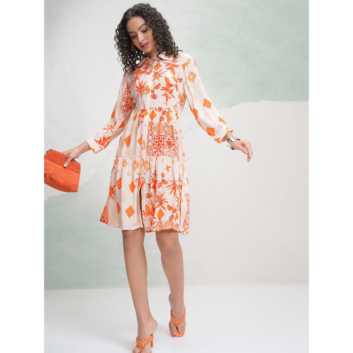 فستان مطبع بالكامل بطول الركبة فيشود × ستايلي-women-clothing-dresses-image-2