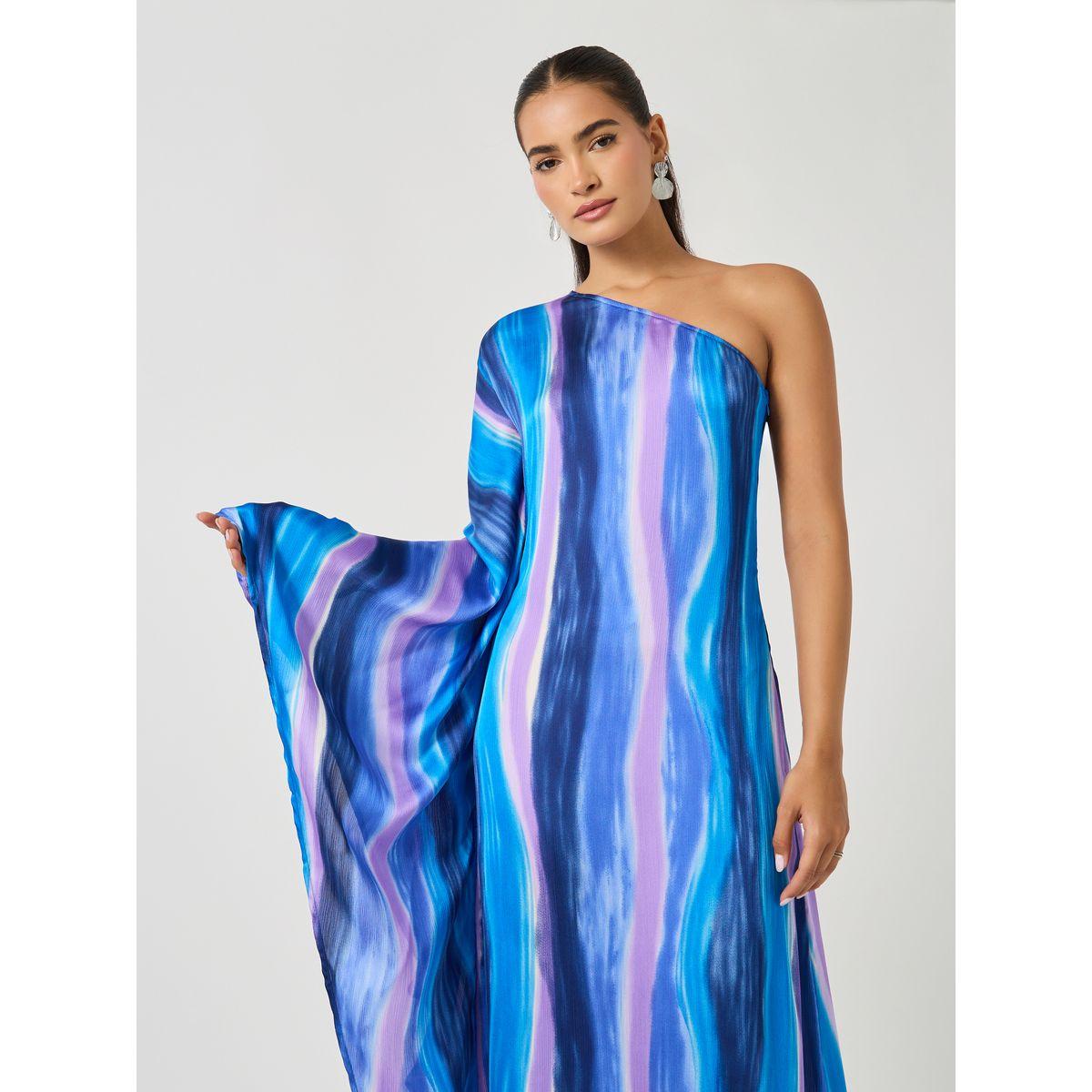 فستان طويل بطبعة تاي داي وكتف واحد-women-clothing-dresses-image-3