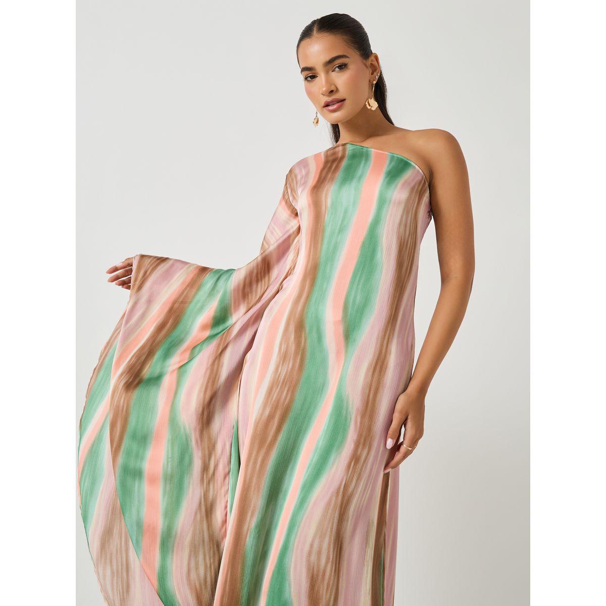 Styli Tie and Dye Print One Shoulder Neck Kaftan Maxi Dress-women-clothing-dresses-image-3