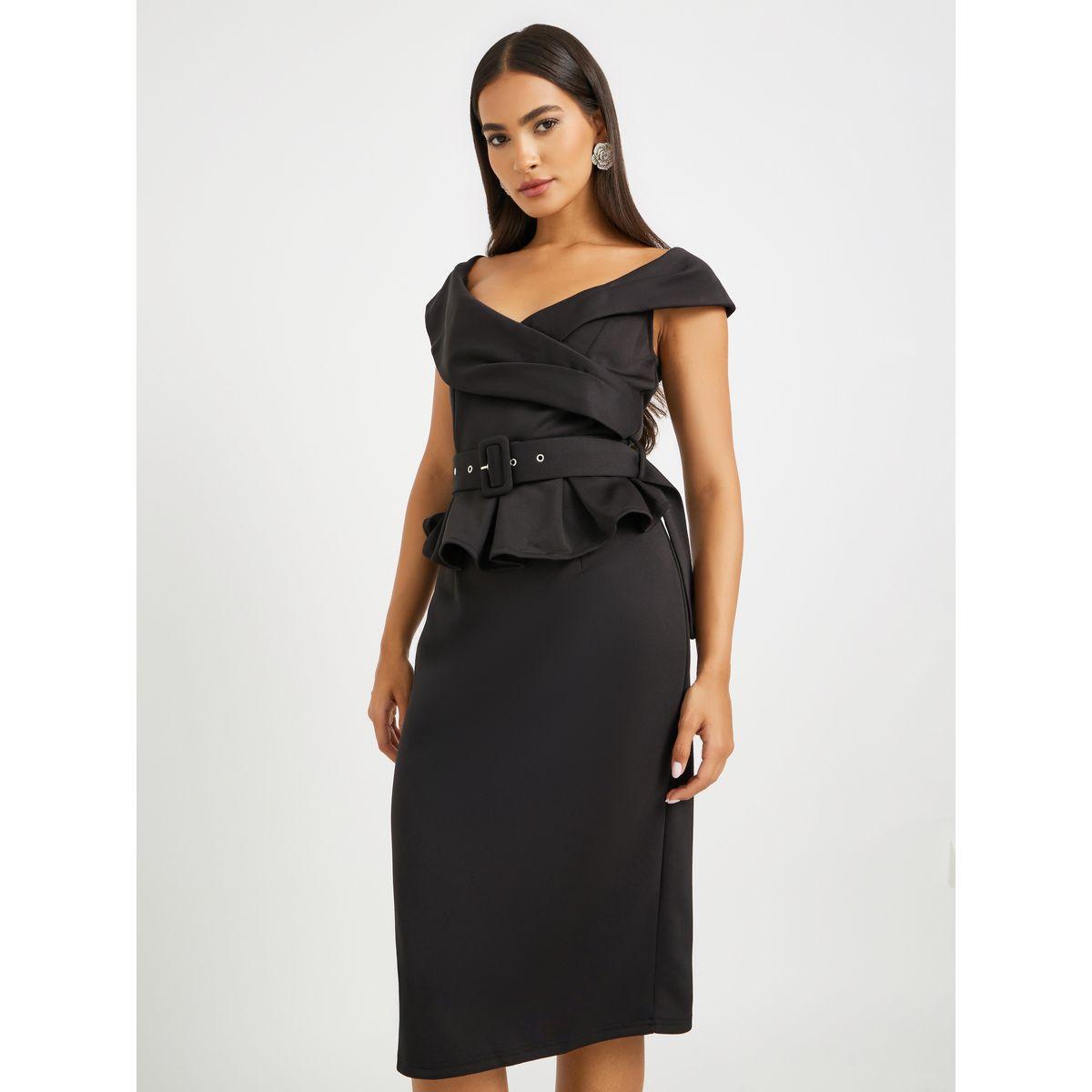 فستان ميدي بتفاصيل كشكش وأكمام قصيرة-women-clothing-dresses-image-1
