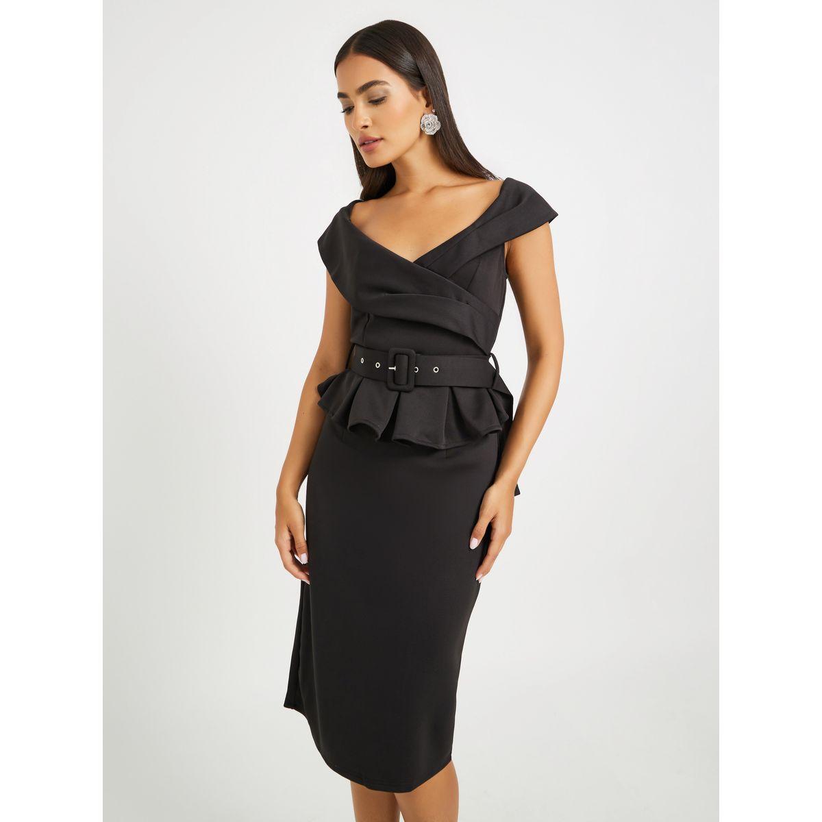 Styli  Ruffle Detail Short Sleeves Sheath Midi Dress-women-clothing-dresses-image-3