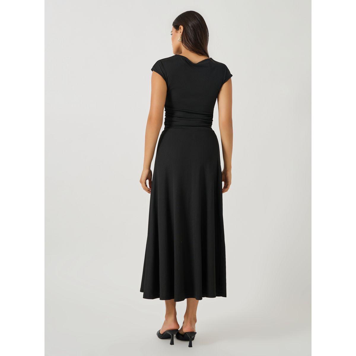 Styli Ribbed Short Sleeve Fitted Top and A-Line Skirt Co-Ords-women-clothing-coordsets-image-4