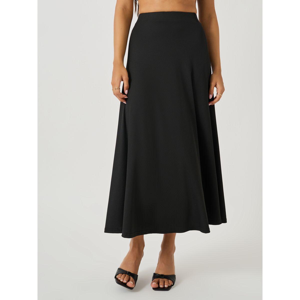 Styli Ribbed Short Sleeve Fitted Top and A-Line Skirt Co-Ords-women-clothing-coordsets-image-5