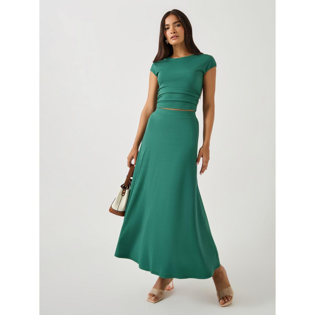 طقم منسق من تنورة وبلوزة بأكمام قصيرة-women-clothing-coordsets-image-1