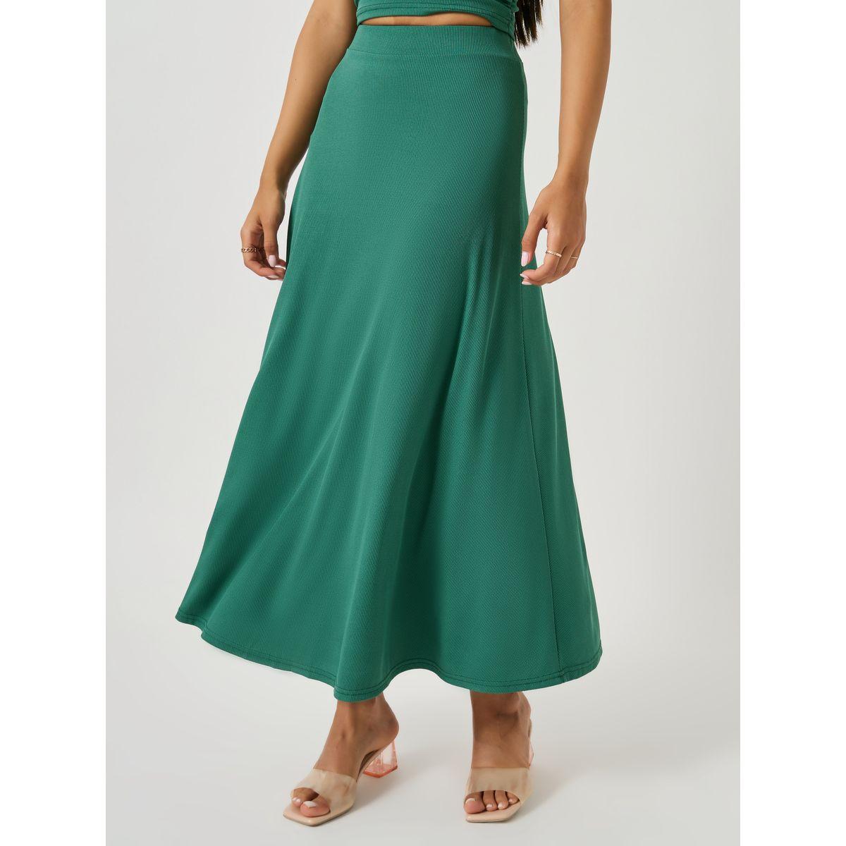 Styli Ribbed Short Sleeve Fitted Top and A-Line Skirt Co-Ords-women-clothing-coordsets-image-5