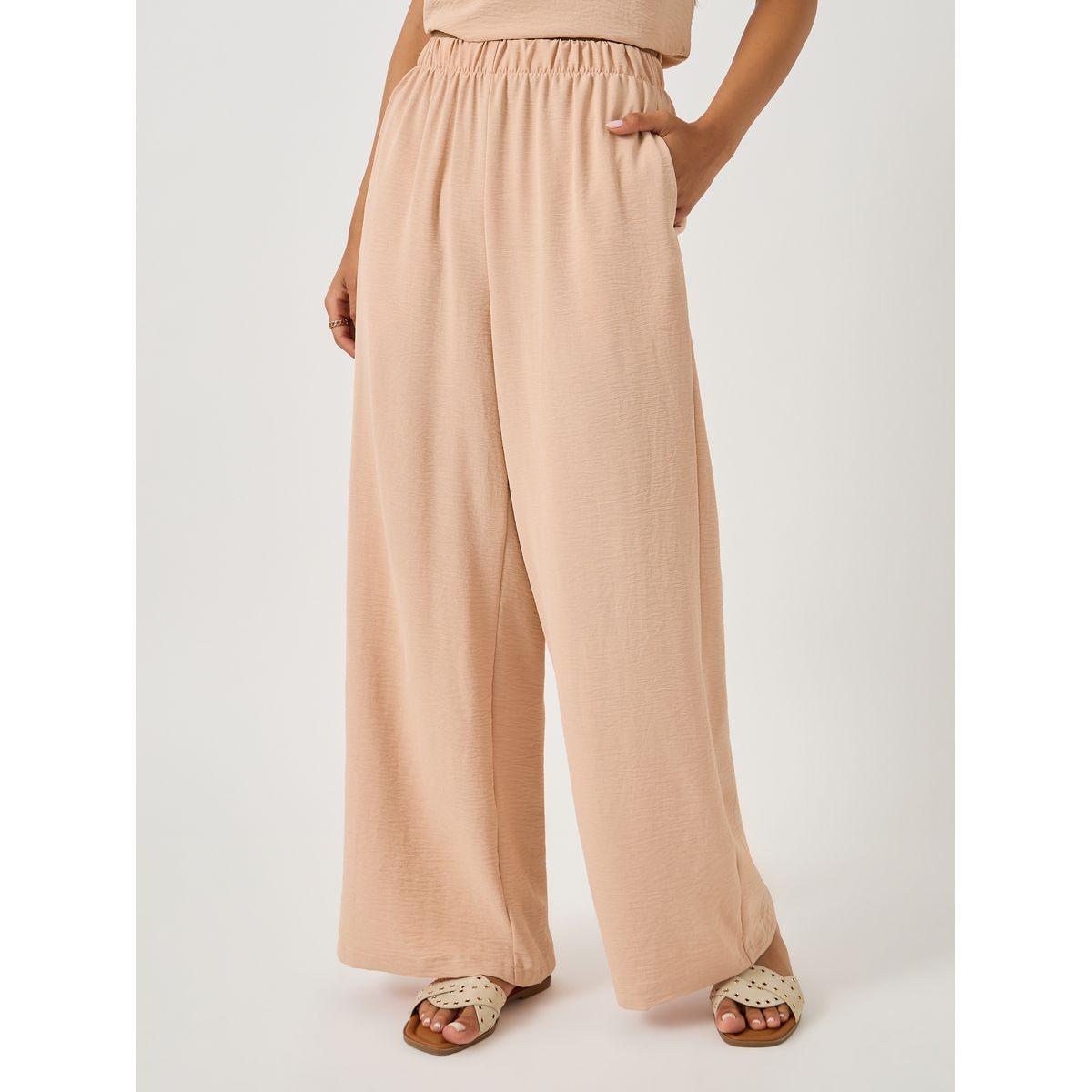 طقم منسق من بنطال وبلوزة سادة بلا أكمام-women-clothing-coordsets-image-6
