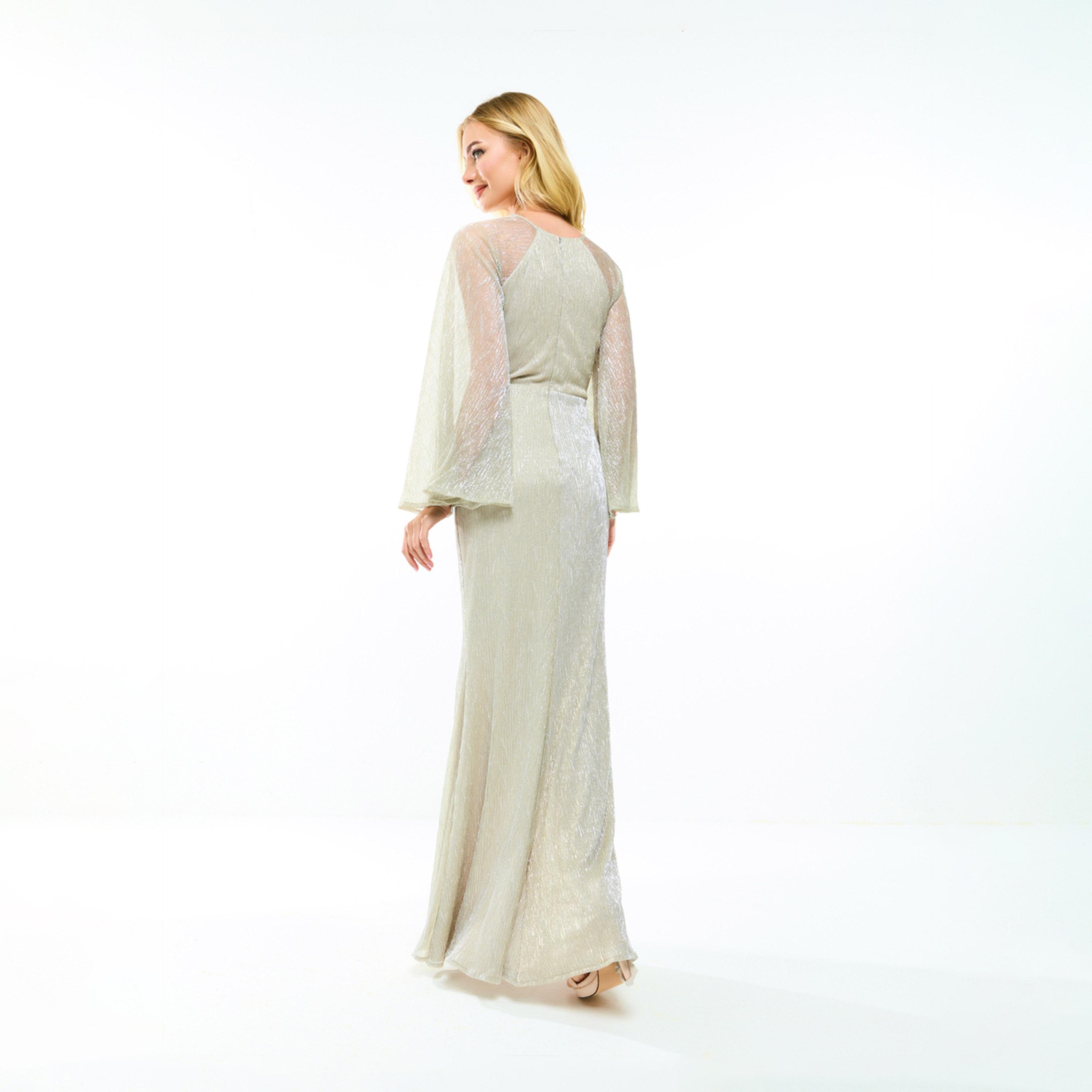 هاوس أوف مودا ستايلي - فستان ماكسي بتصميم ملفوف وحاشية غير متماثلة وأكمام منفوخة-women-clothing-dresses-image-3