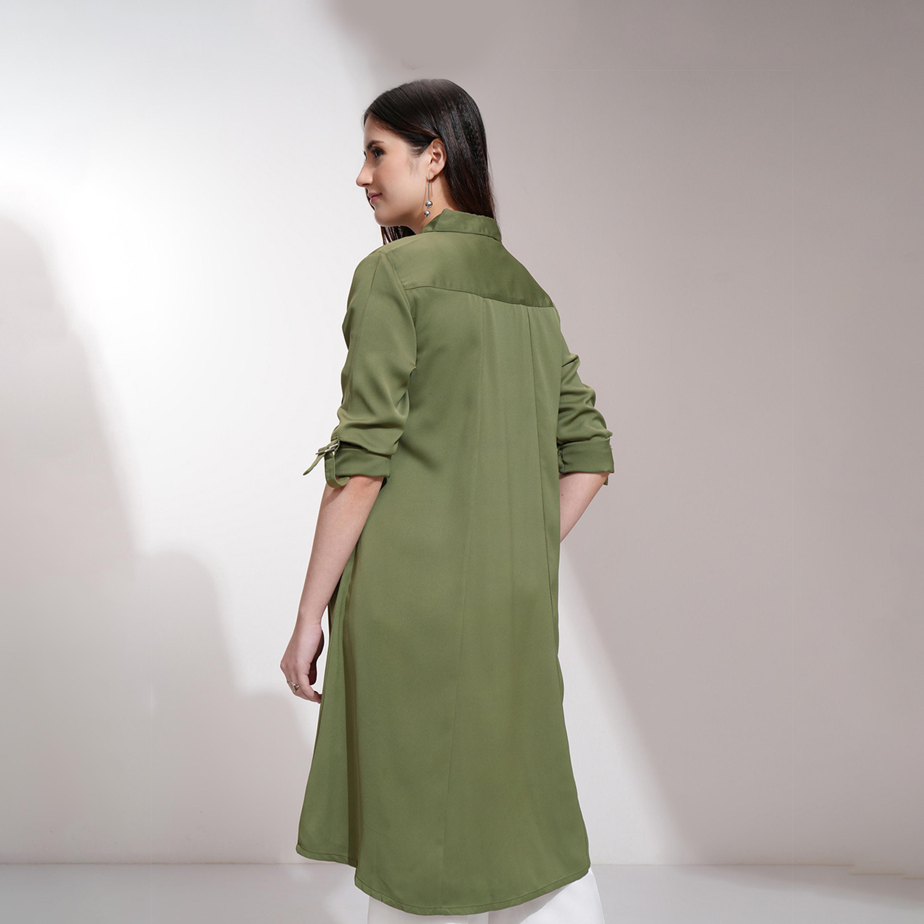 Tokyo Talkies X Styli Solid Longline Button Shrug With Pockets Detail-women-clothing-shirtsandblouses-shirts-image-4