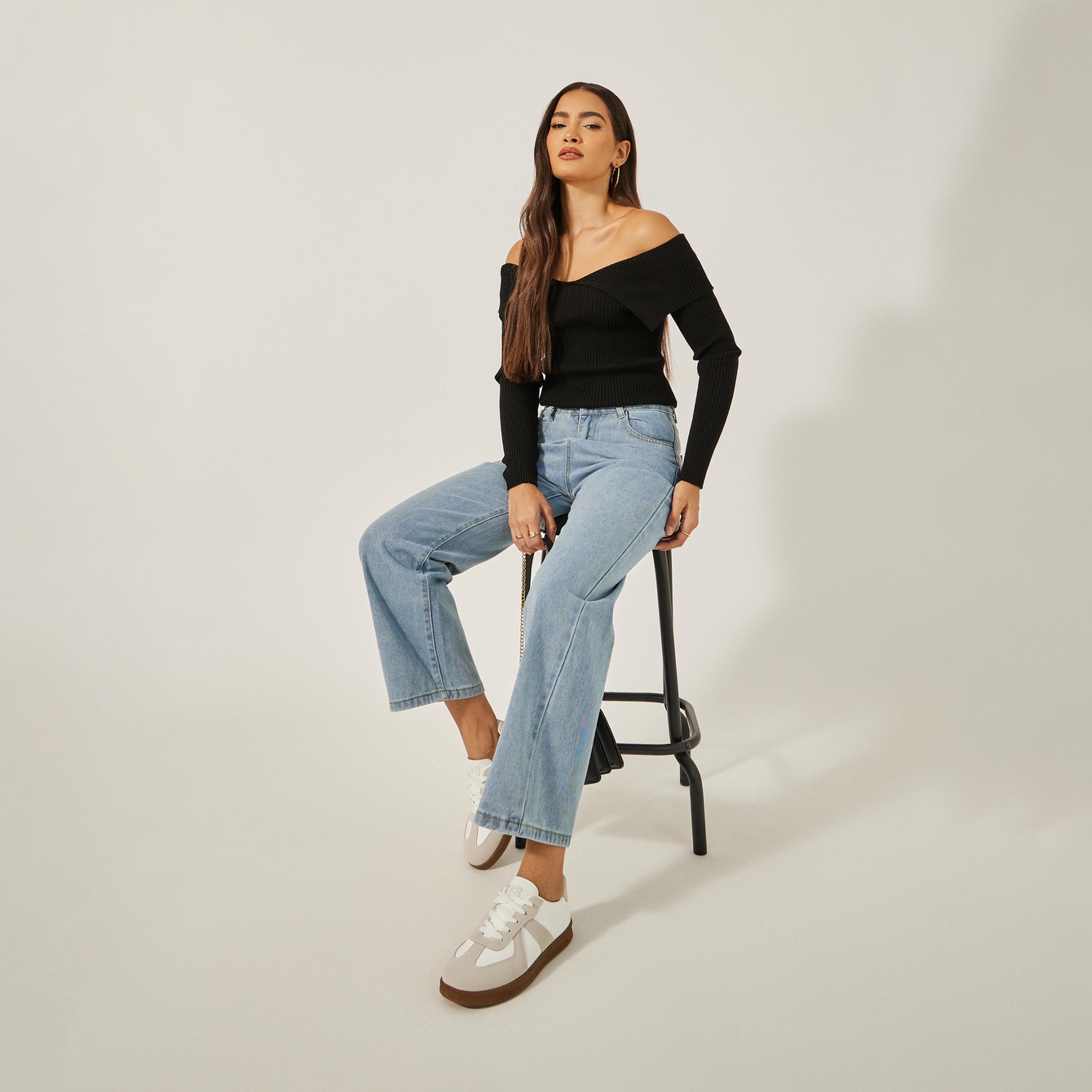Styli High Rise Straight Fit Faded Jeans-women-clothing-bottoms-jeans-image-1