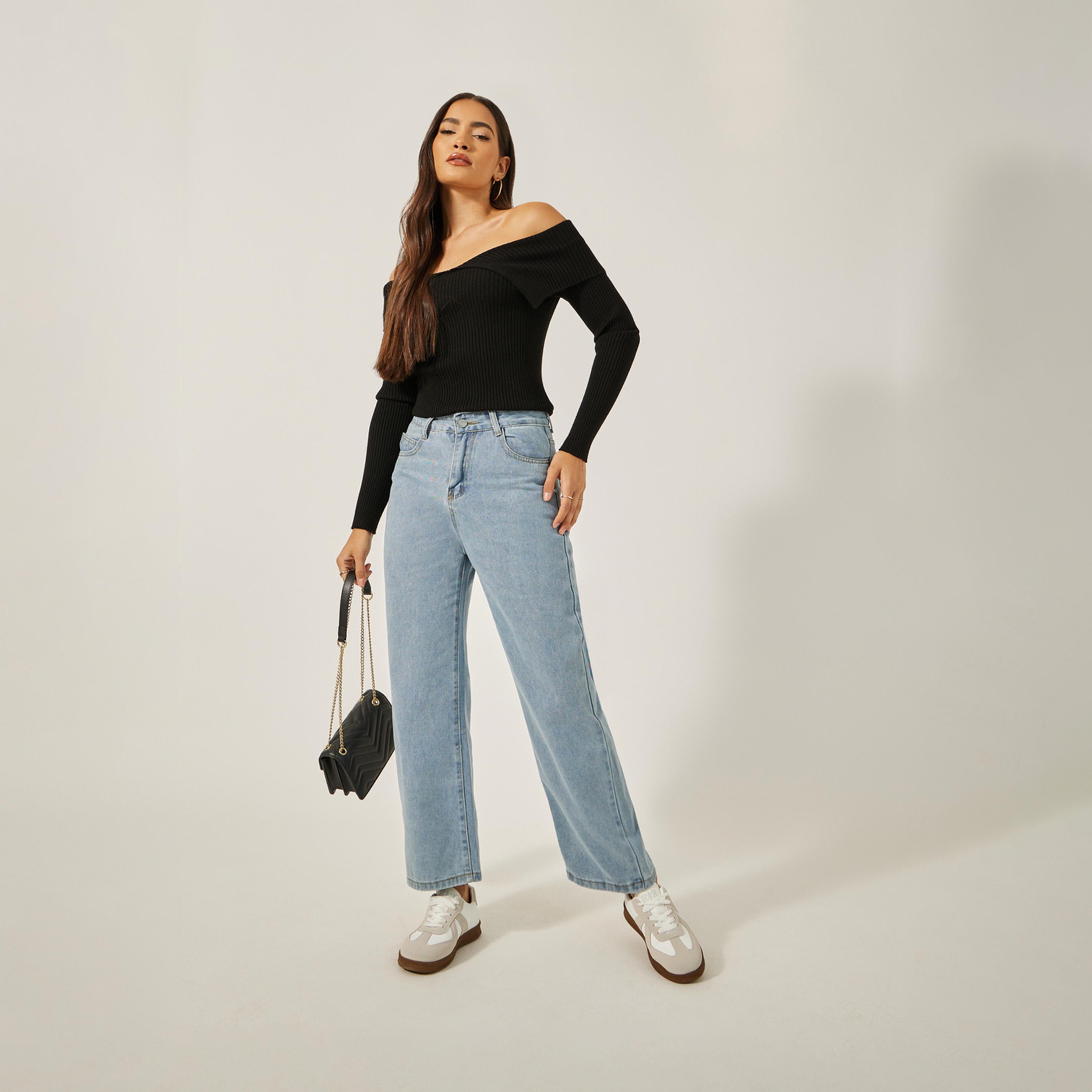 Styli High Rise Straight Fit Faded Jeans-women-clothing-bottoms-jeans-image-2