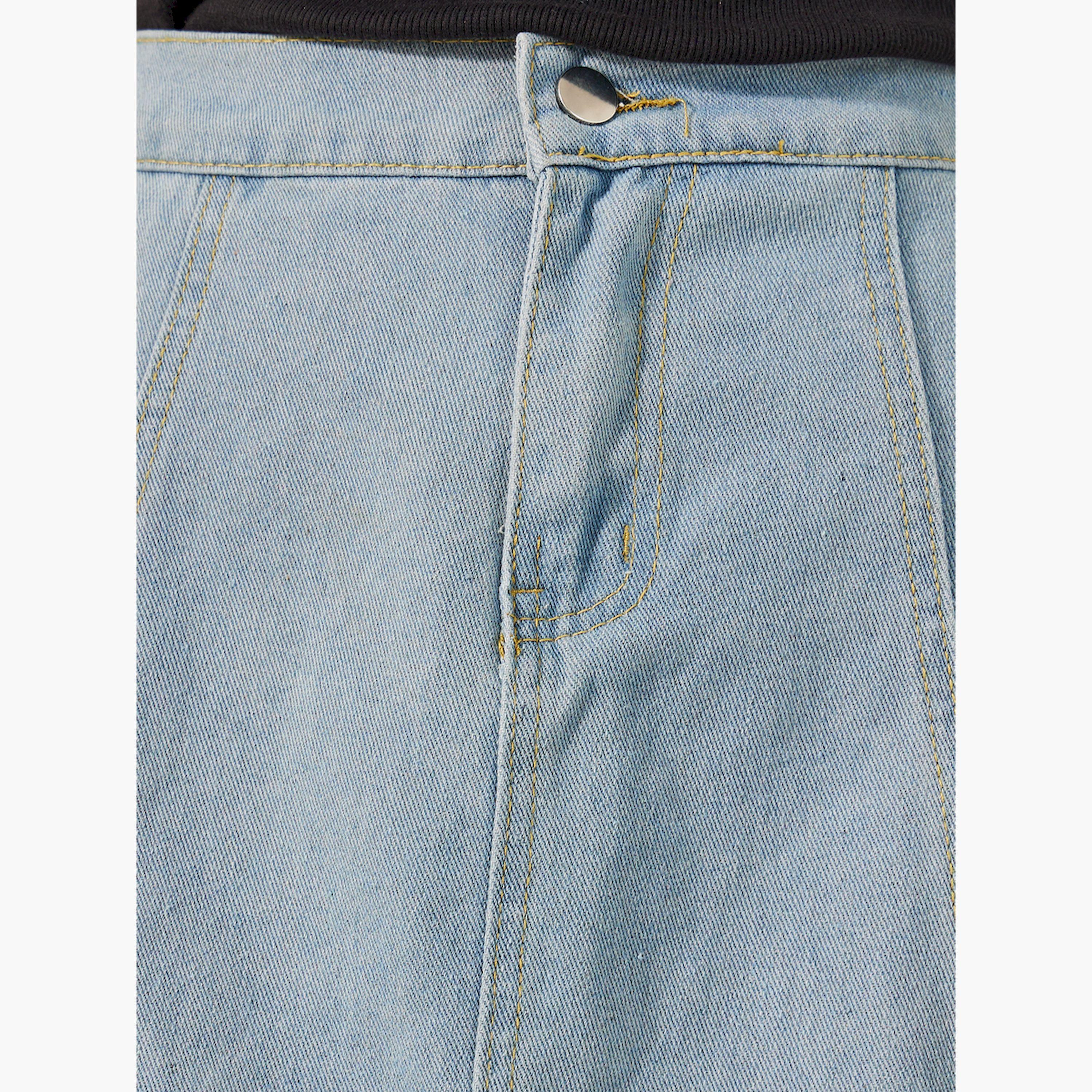 ستايلي - تنورة جينز متوسطة الطول بقصة A-women-clothing-bottoms-skirts-image-3