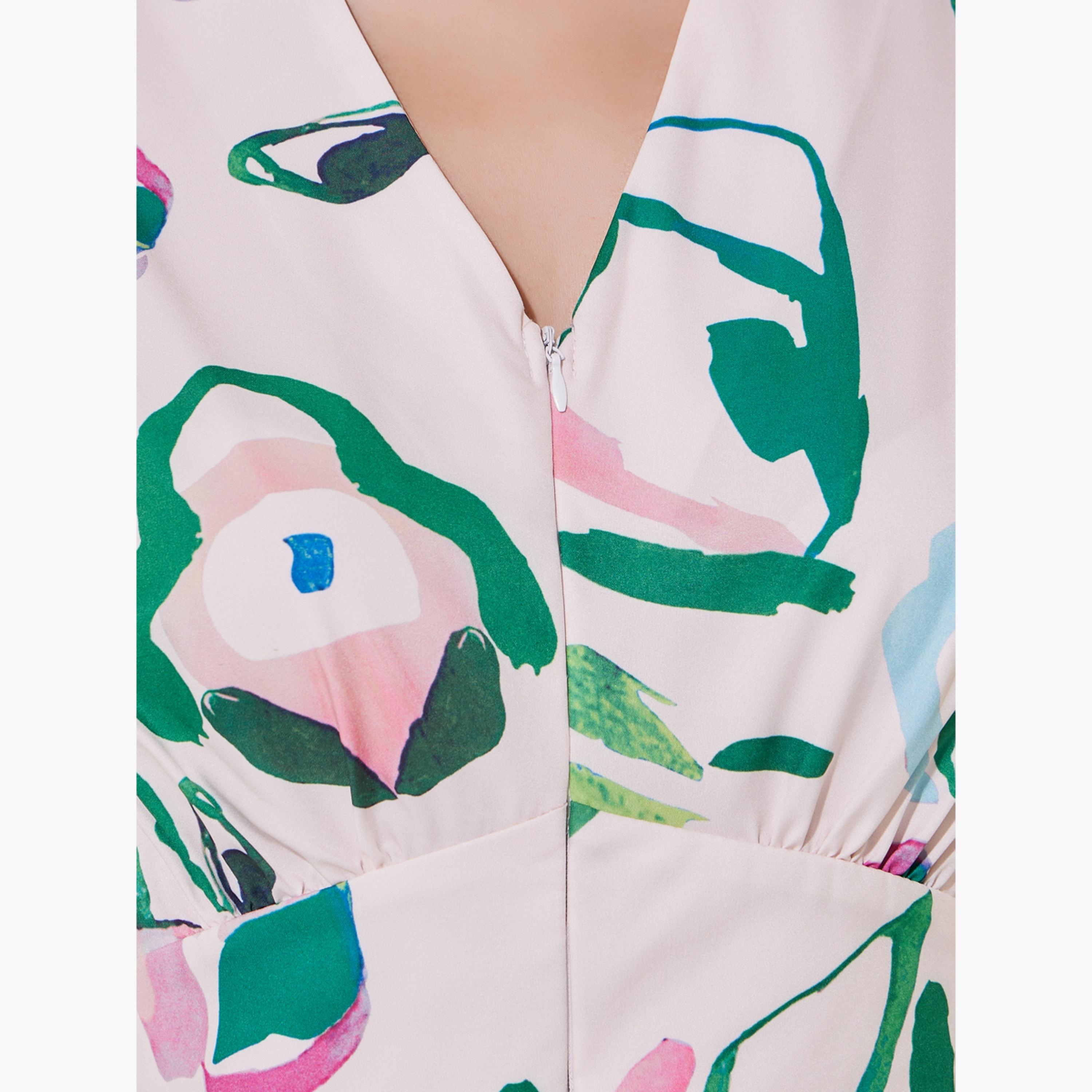 Take Two Floral Print V-Neck Dress with 3/4 Sleeve-women-clothing-dresses-image-6