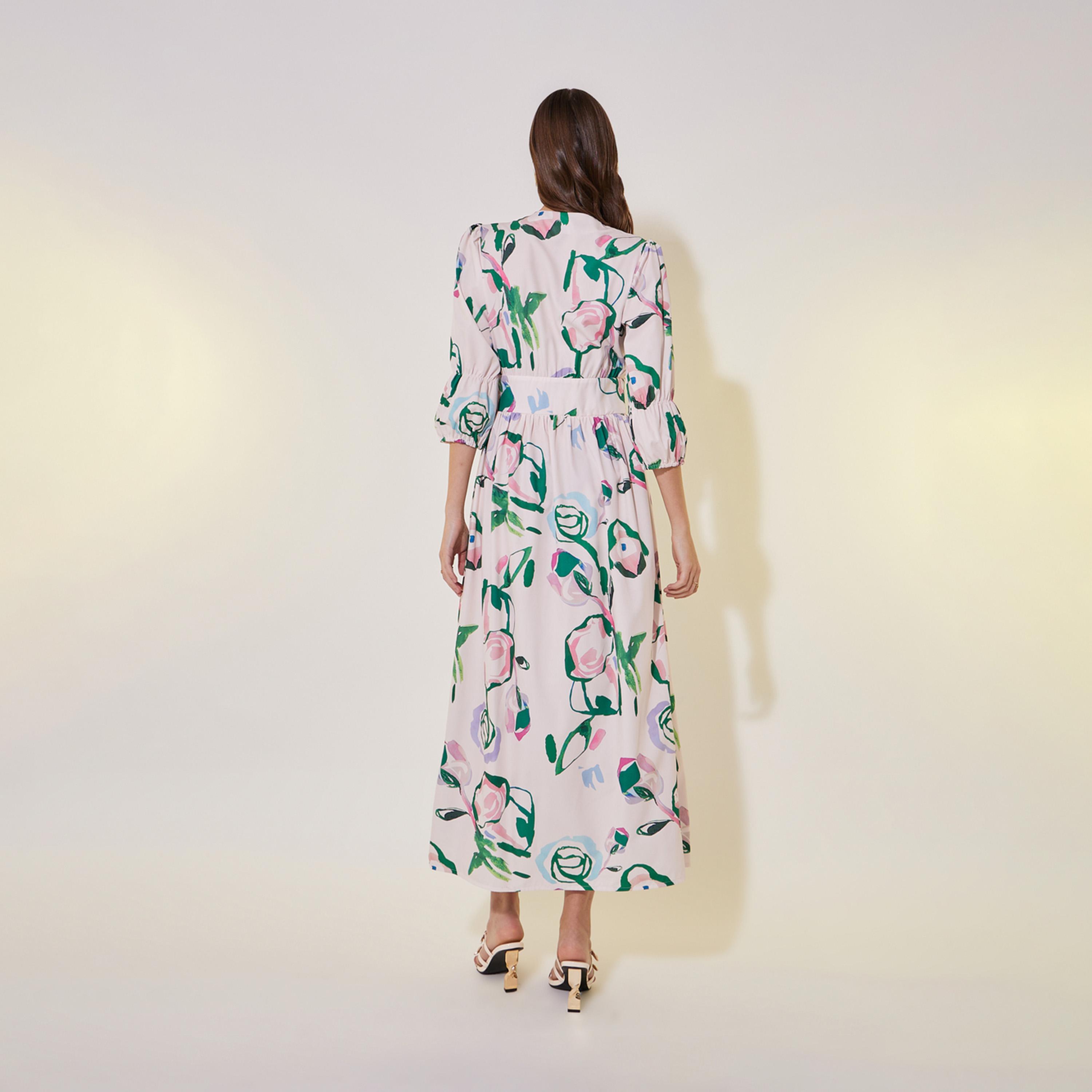 فستان مطبع بزهور وأكمام 3/4-women-clothing-dresses-image-7