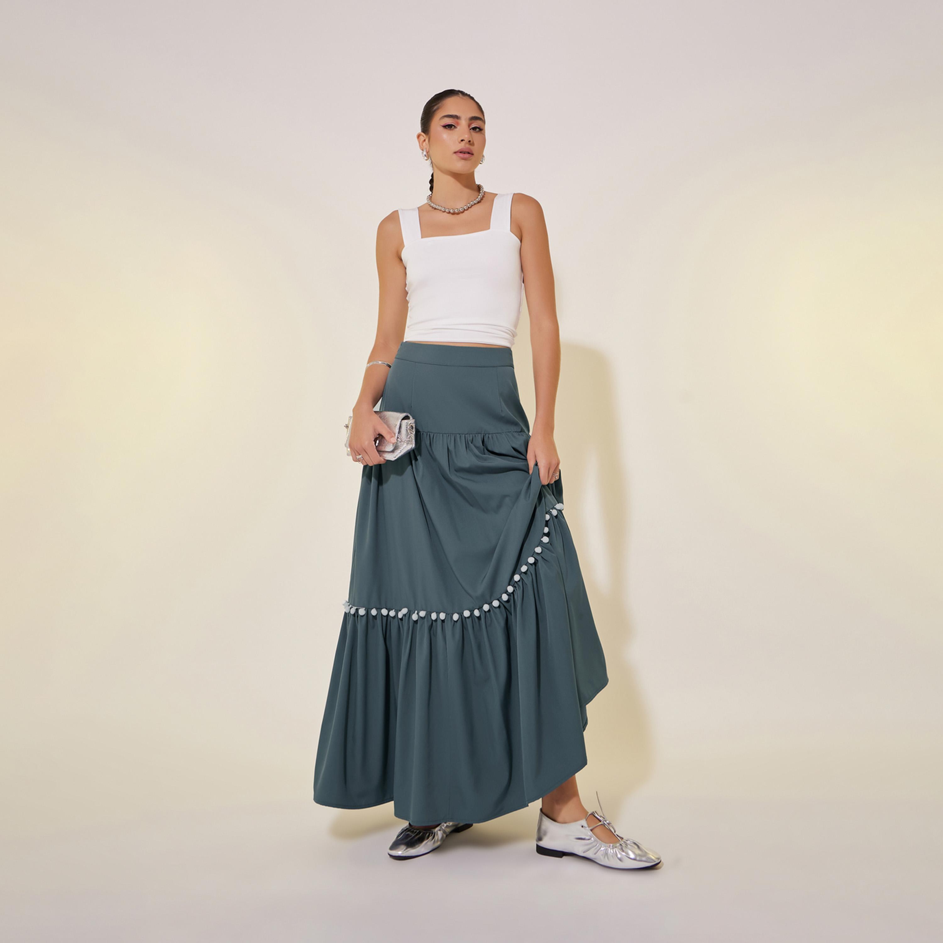 Take Two High Rise Pom-Pom Detail Maxi Skirt-women-clothing-bottoms-skirts-image-1