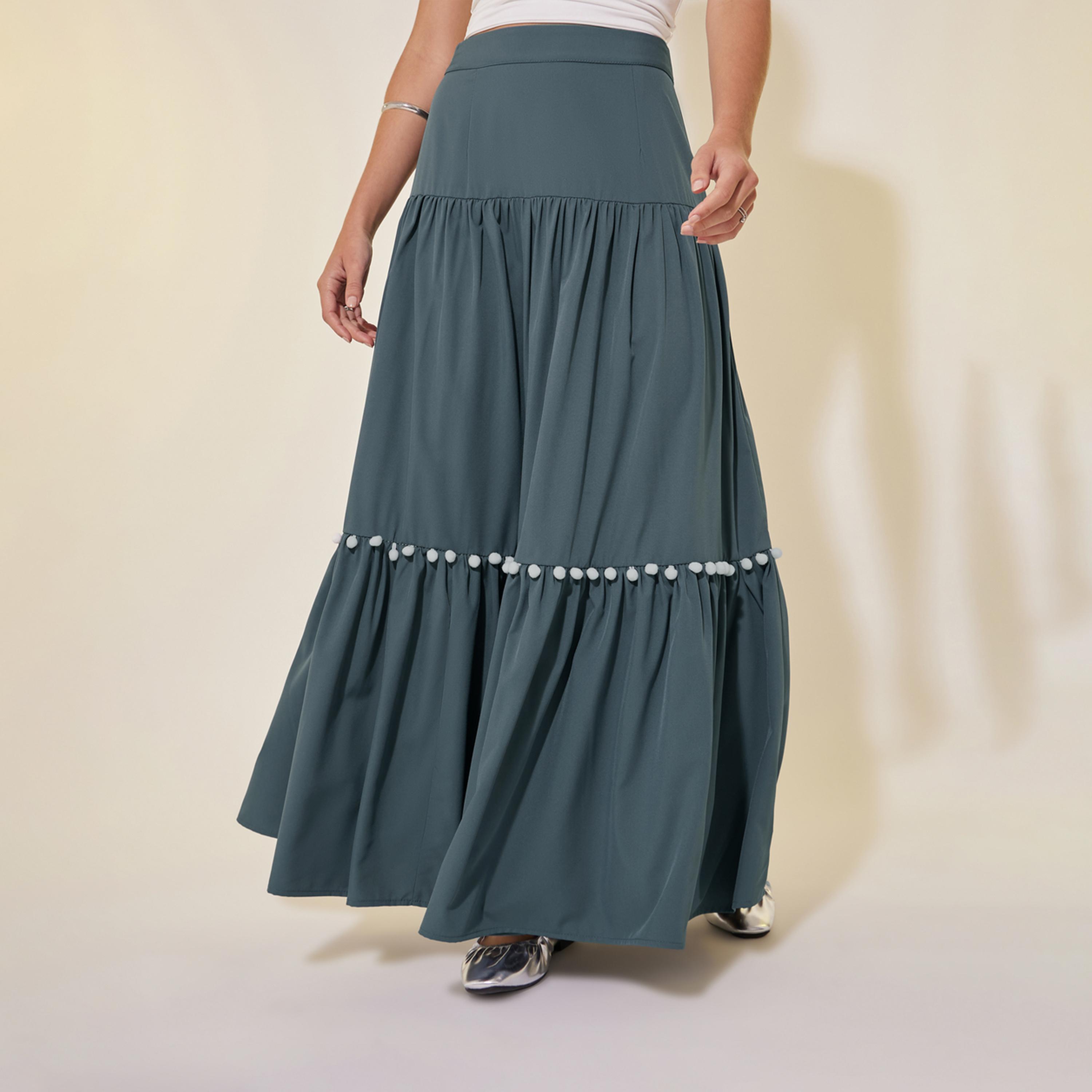 Take Two High Rise Pom-Pom Detail Maxi Skirt-women-clothing-bottoms-skirts-image-2