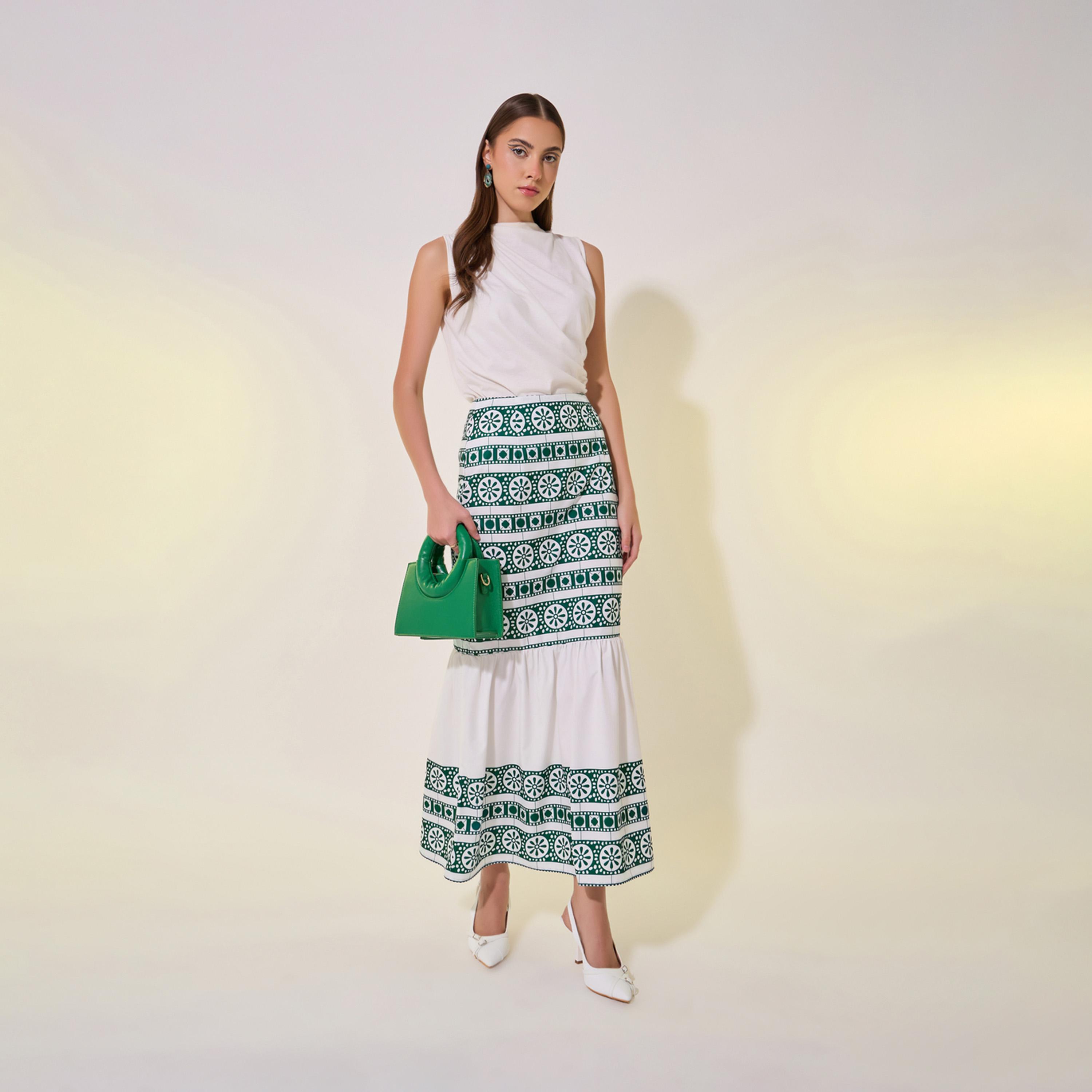 تنورة ميدي مطبعة بحواف كشكش-women-clothing-bottoms-skirts-image-1