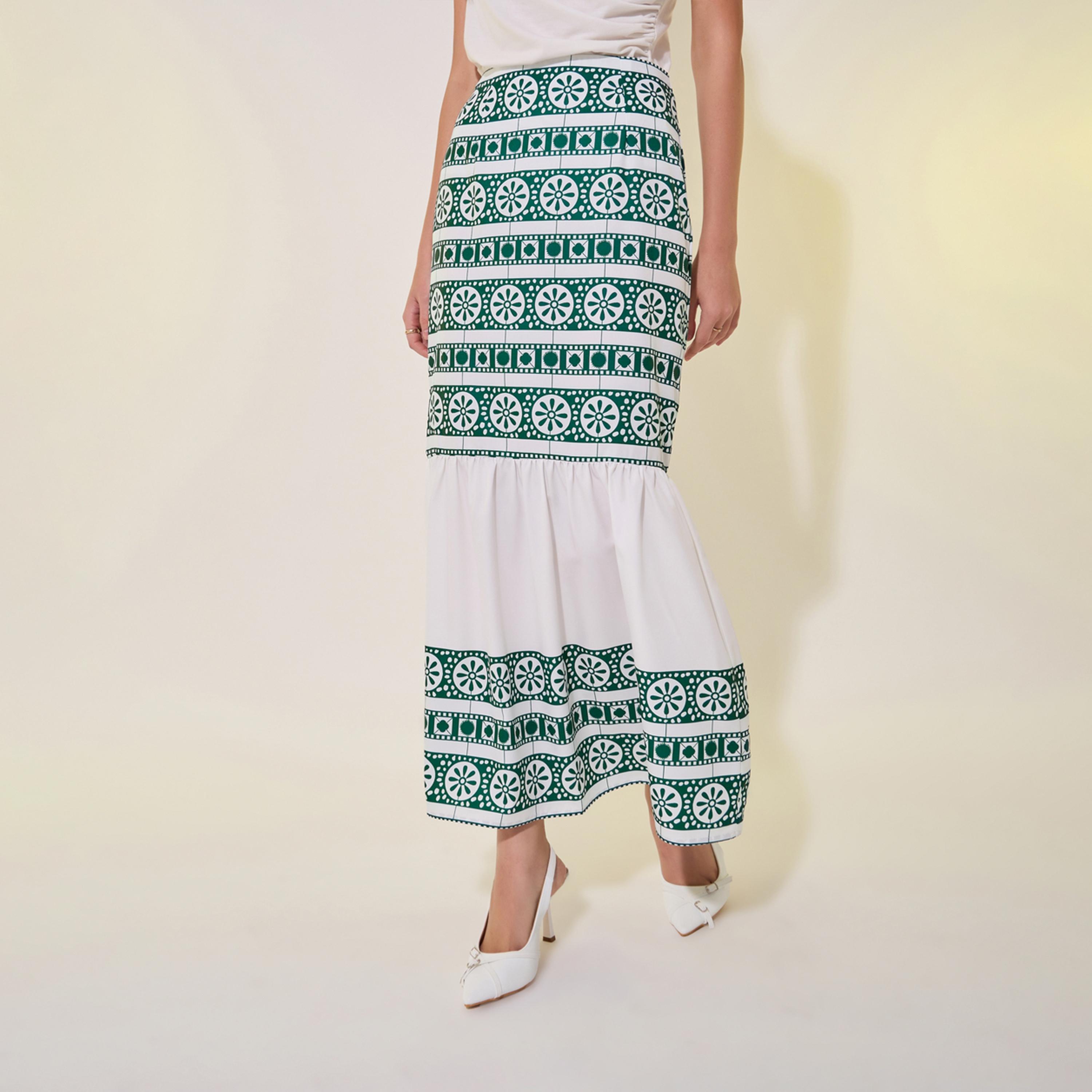 Take Two Printed Mid-Rise Ruffle Hem Midi Skirt-women-clothing-bottoms-skirts-image-2
