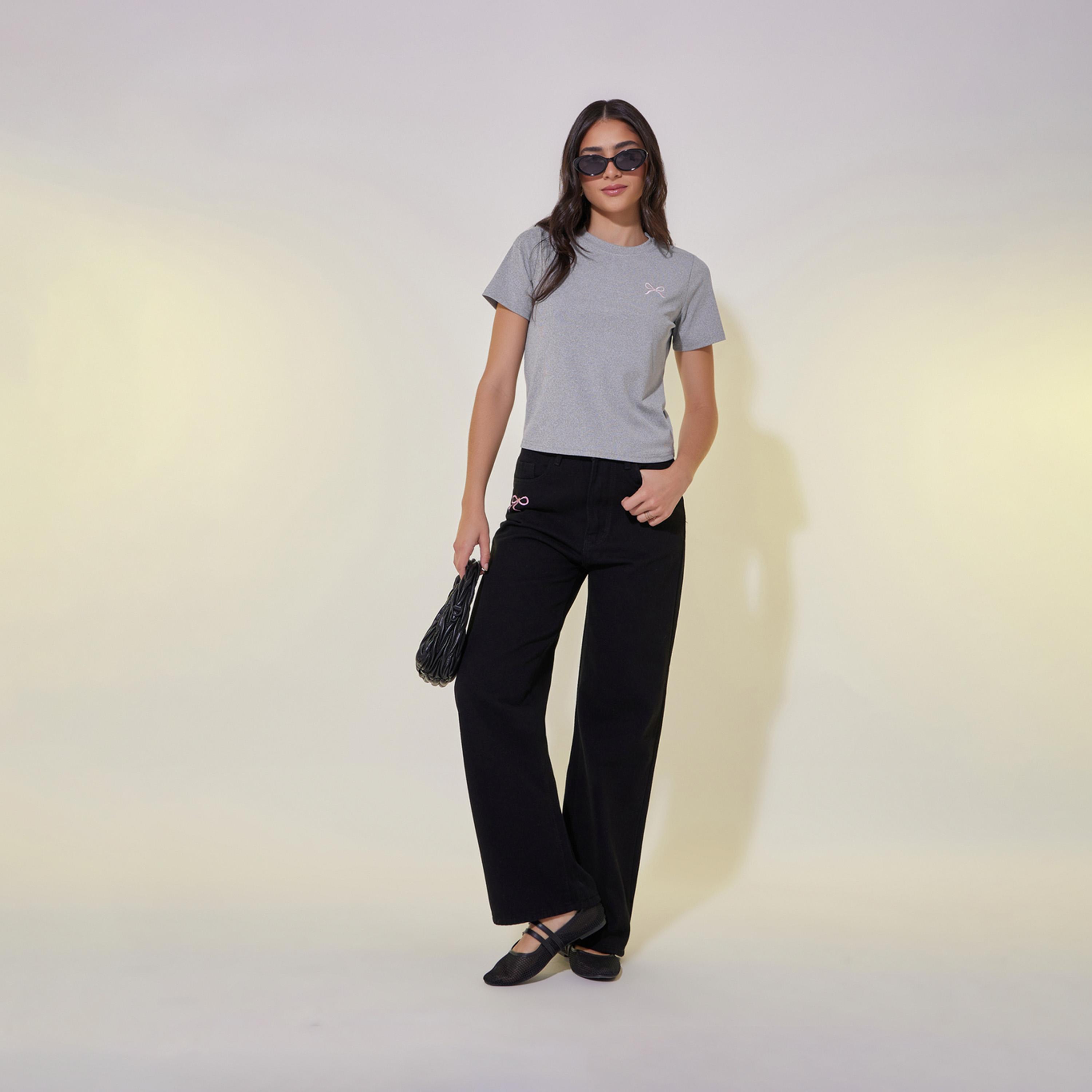 Take Two Embroidered Bow Detail Rib Knit Regular Fit T-Shirt-women-clothing-tshirts-image-2