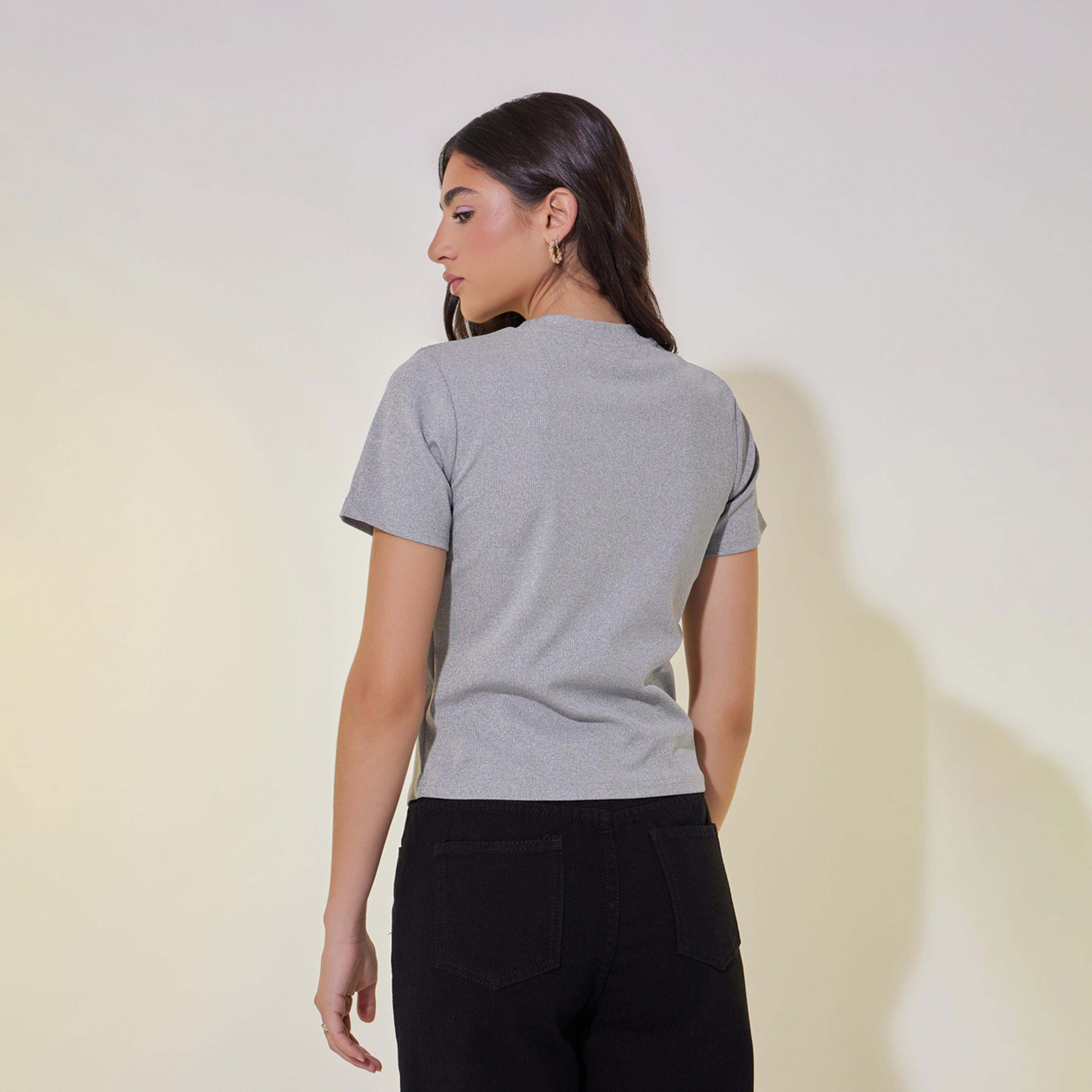 Take Two Embroidered Bow Detail Rib Knit Regular Fit T-Shirt-women-clothing-tshirts-image-5