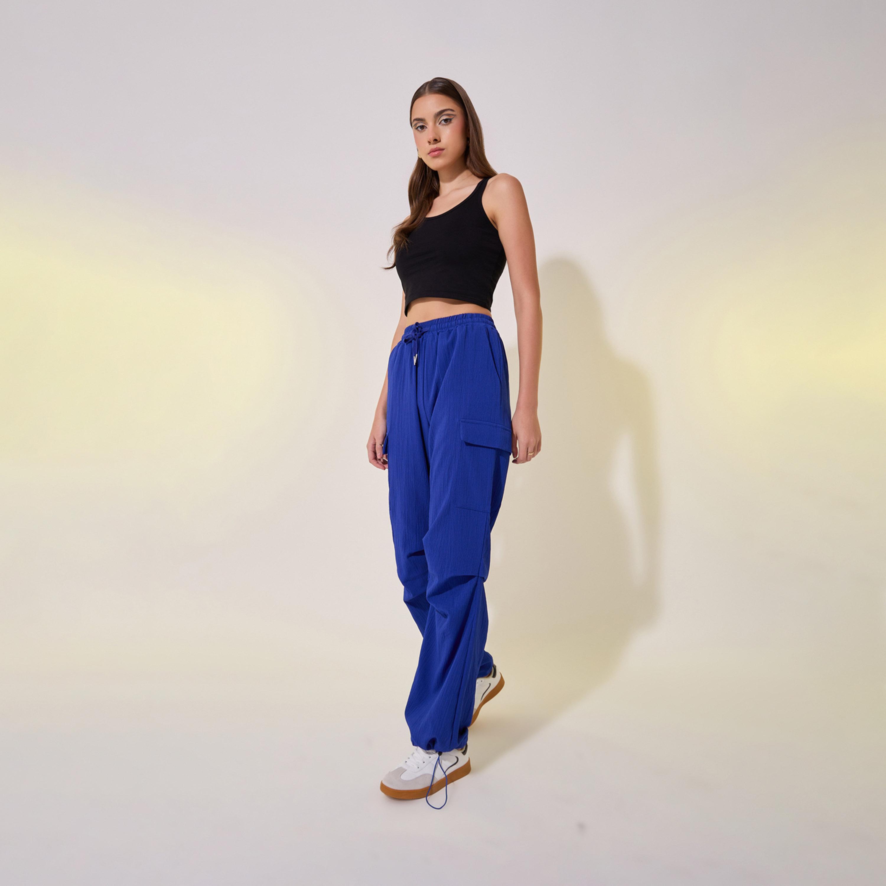 Take Two Solid Mid-Rise Wide-Leg Cargo Pants with Drawstring-women-clothing-bottoms-trousers-image-1