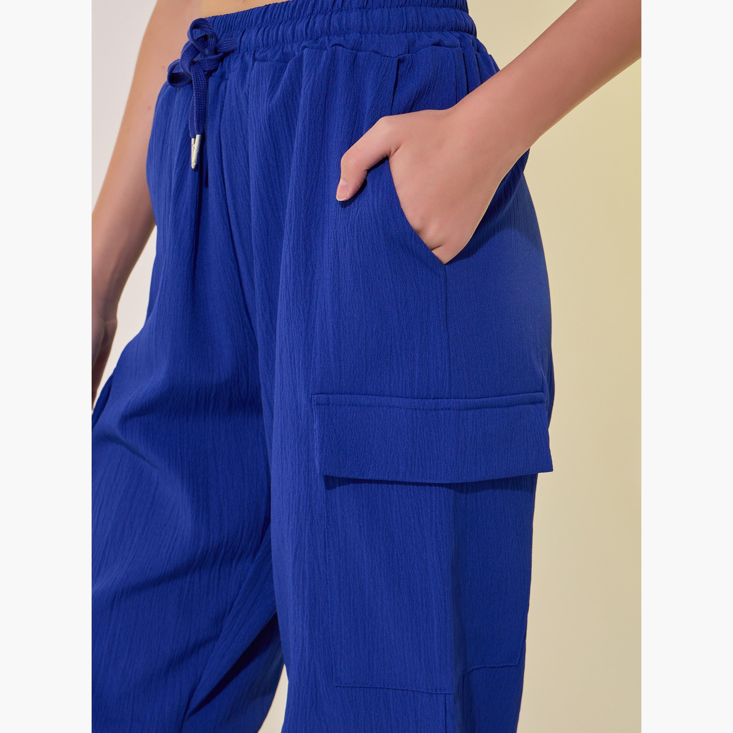 Take Two Solid Mid-Rise Wide-Leg Cargo Pants with Drawstring-women-clothing-bottoms-trousers-image-4
