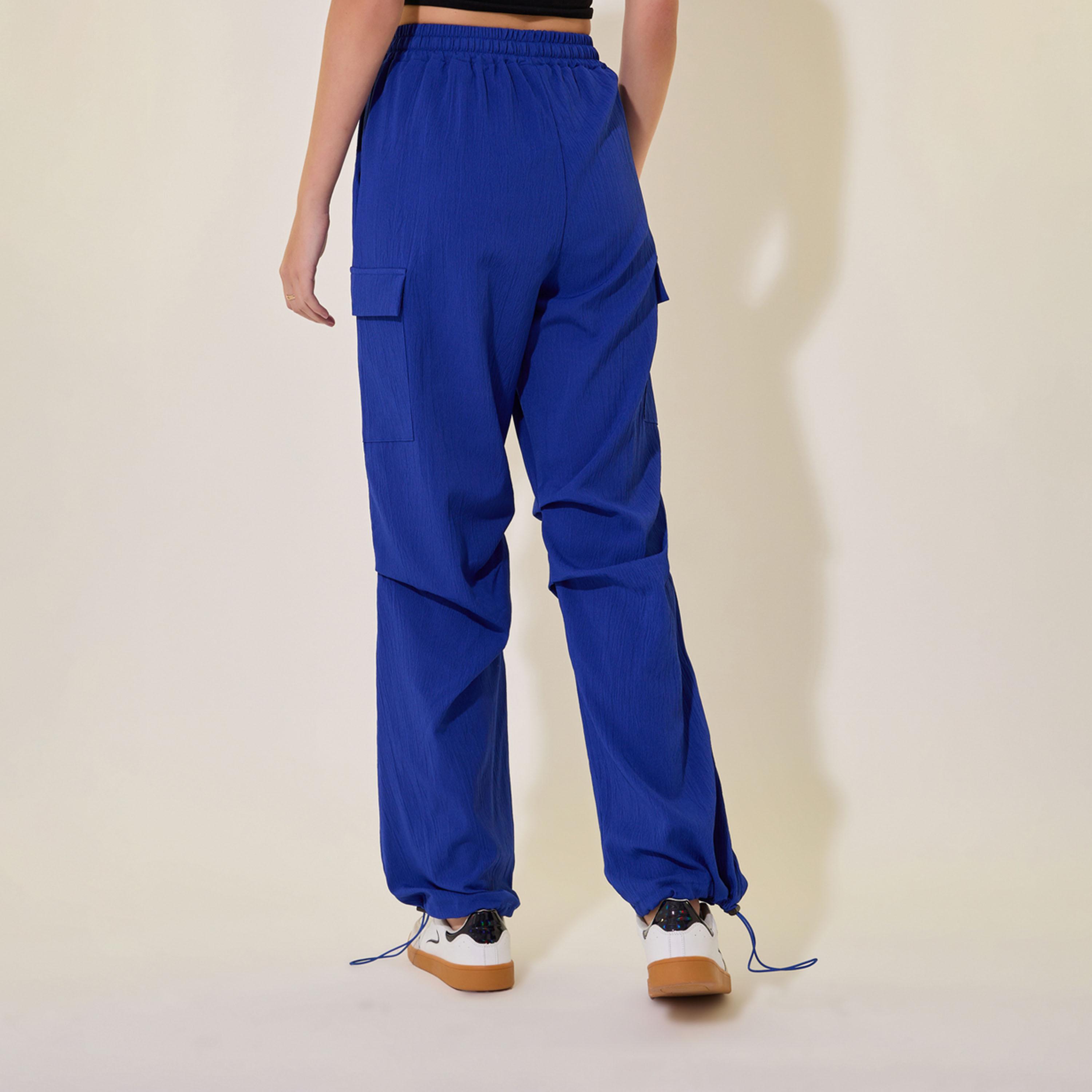 Take Two Solid Mid-Rise Wide-Leg Cargo Pants with Drawstring-women-clothing-bottoms-trousers-image-5