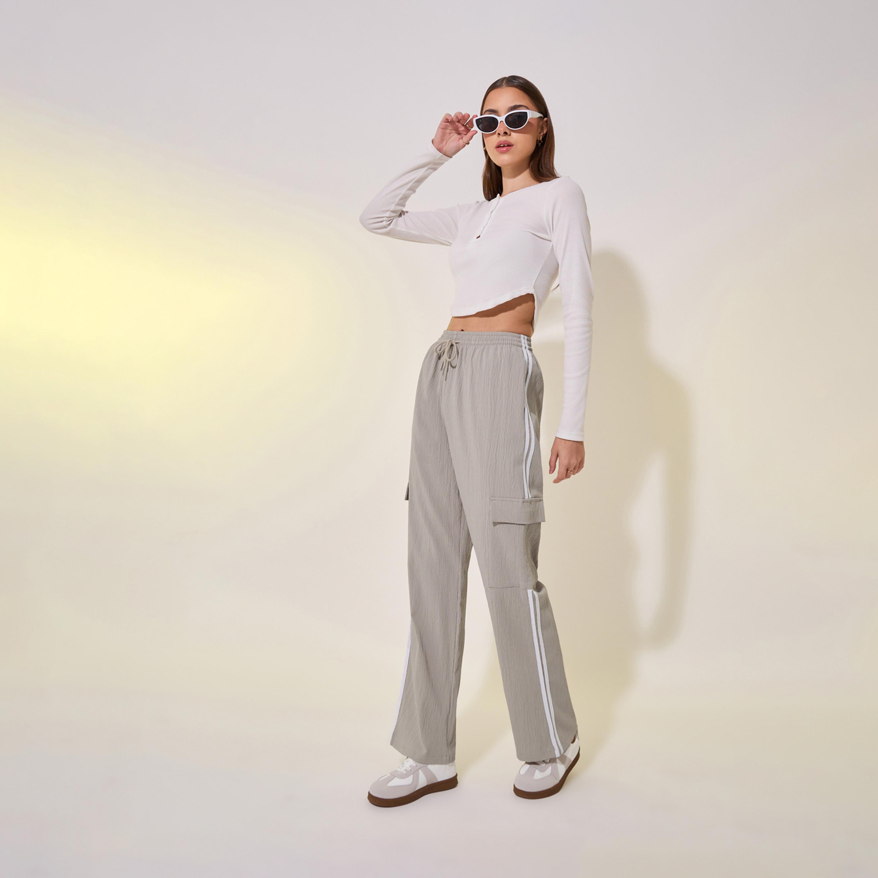 Take Two Striped Mid Rise Wide Leg Cargo Pants-women-clothing-bottoms-trousers-image-1