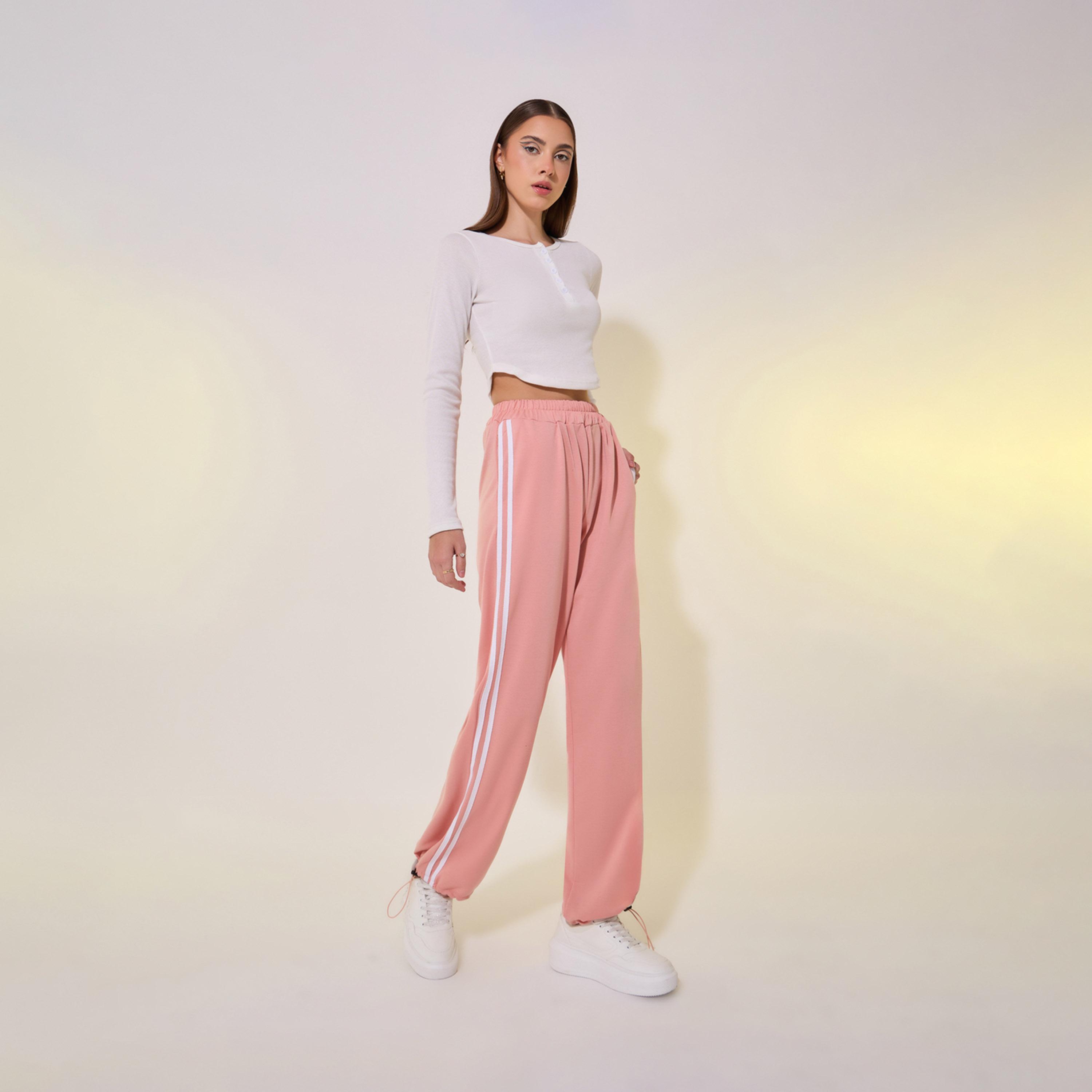 Take Two Striped Mid-Rise Relaxed Fit Joggers with Drawstring-women-clothing-bottoms-joggers-image-1