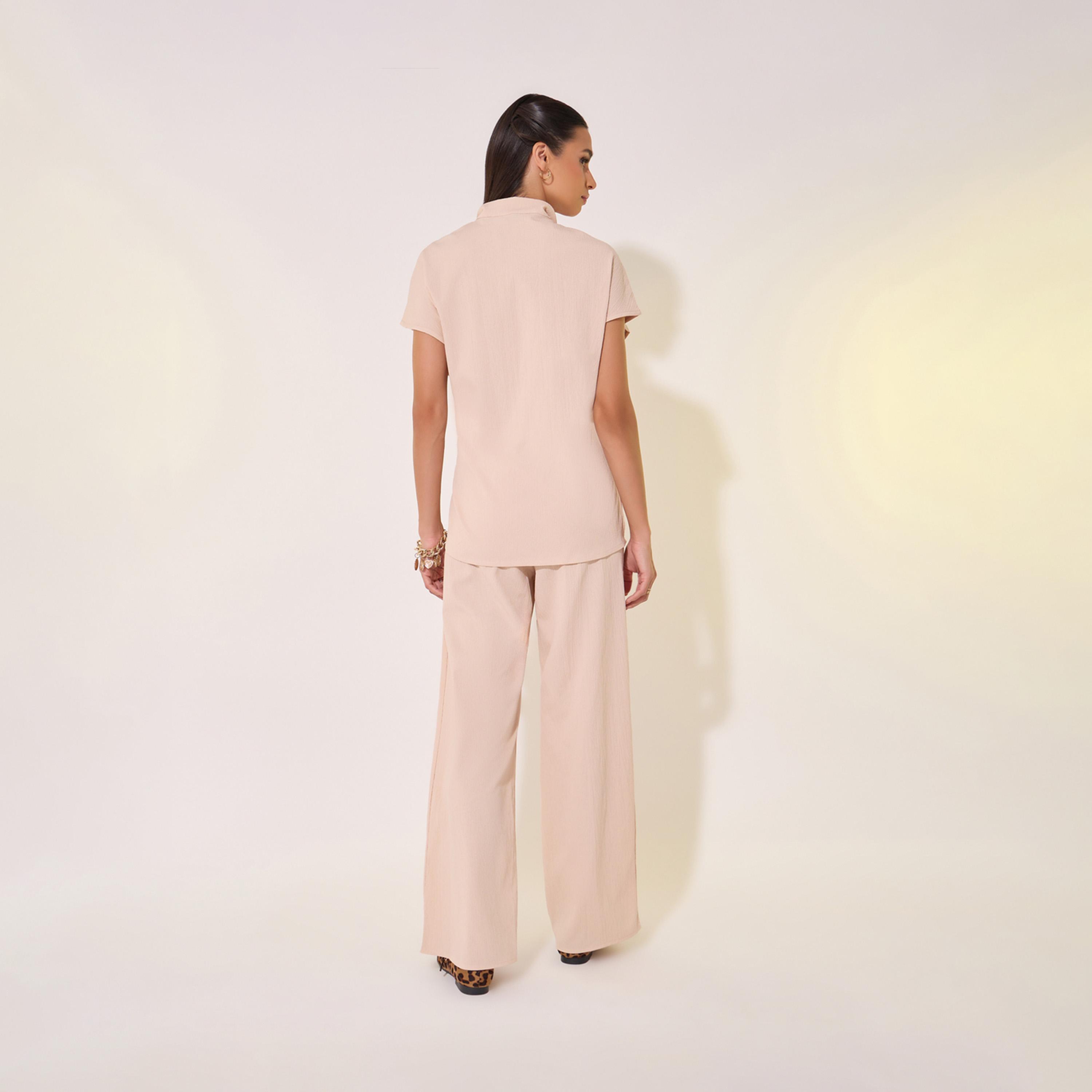 Take Two Solid Wrap Buttoned Shirt and Pants Co-Ords-women-clothing-coordsets-image-6