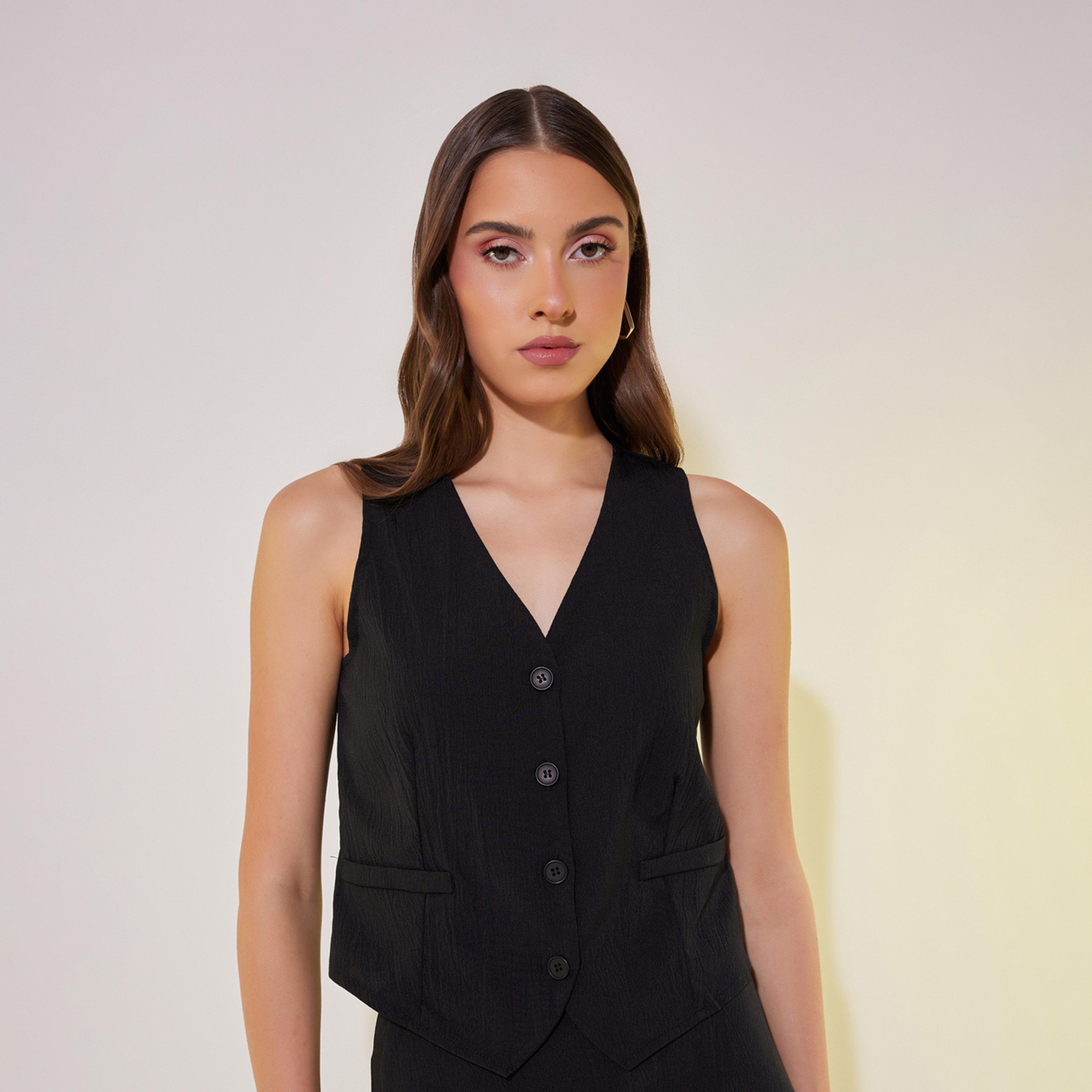 طقم منسق من تنورة مع جيليه سادة بأزرار-women-clothing-coordsets-image-4