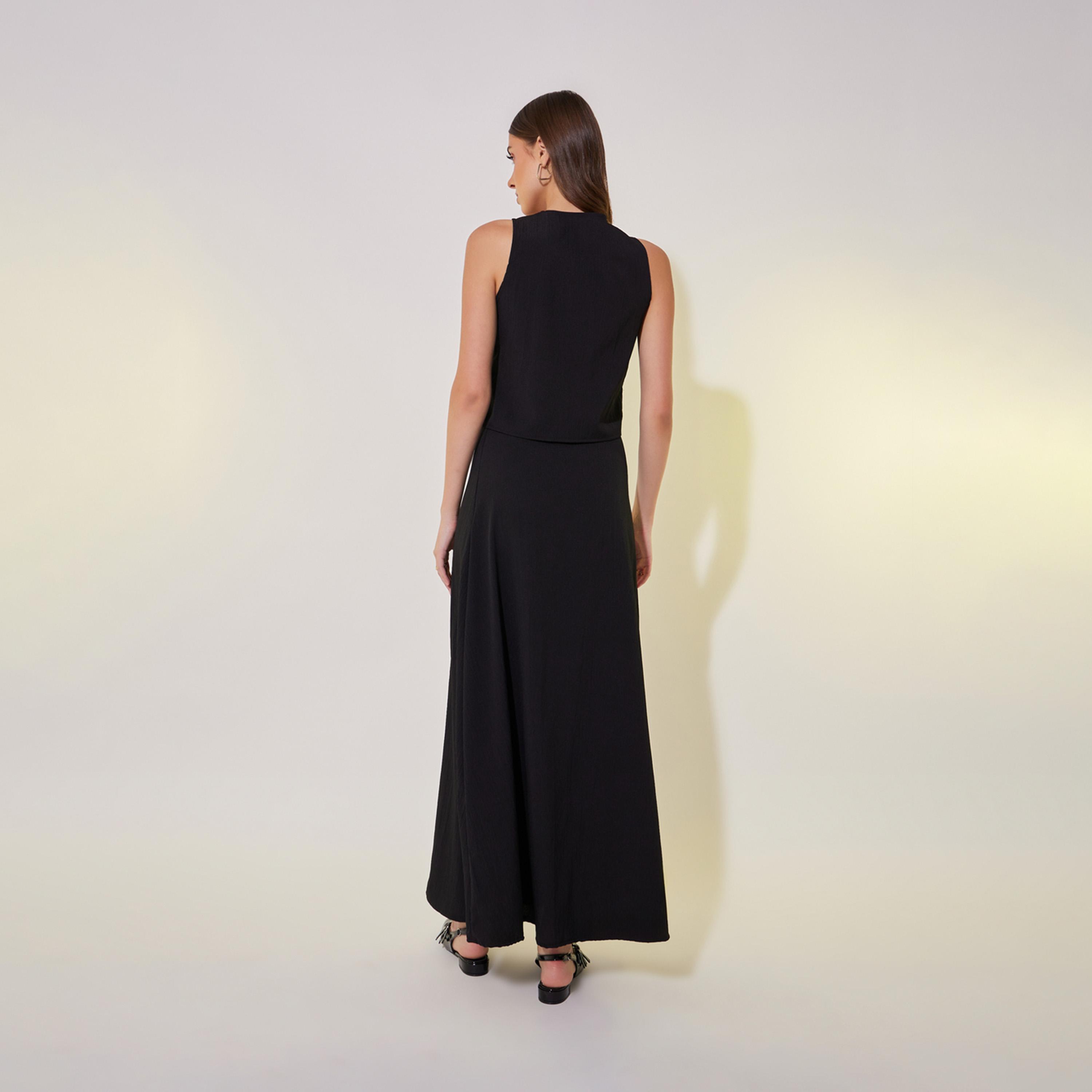 طقم منسق من تنورة مع جيليه سادة بأزرار-women-clothing-coordsets-image-6