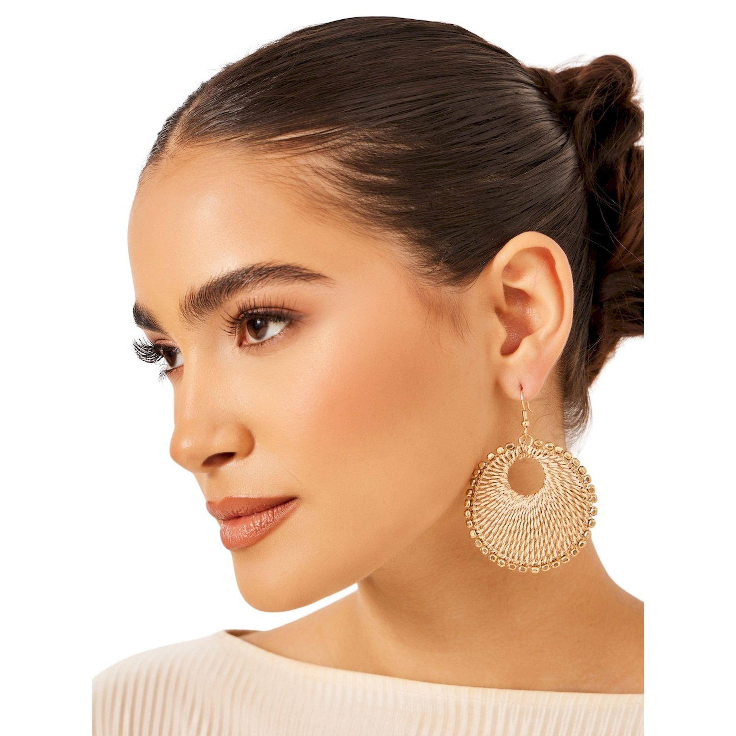 Styli Textured Round Earrings-women-watchesandjewellery-jewellery-earrings-image-2