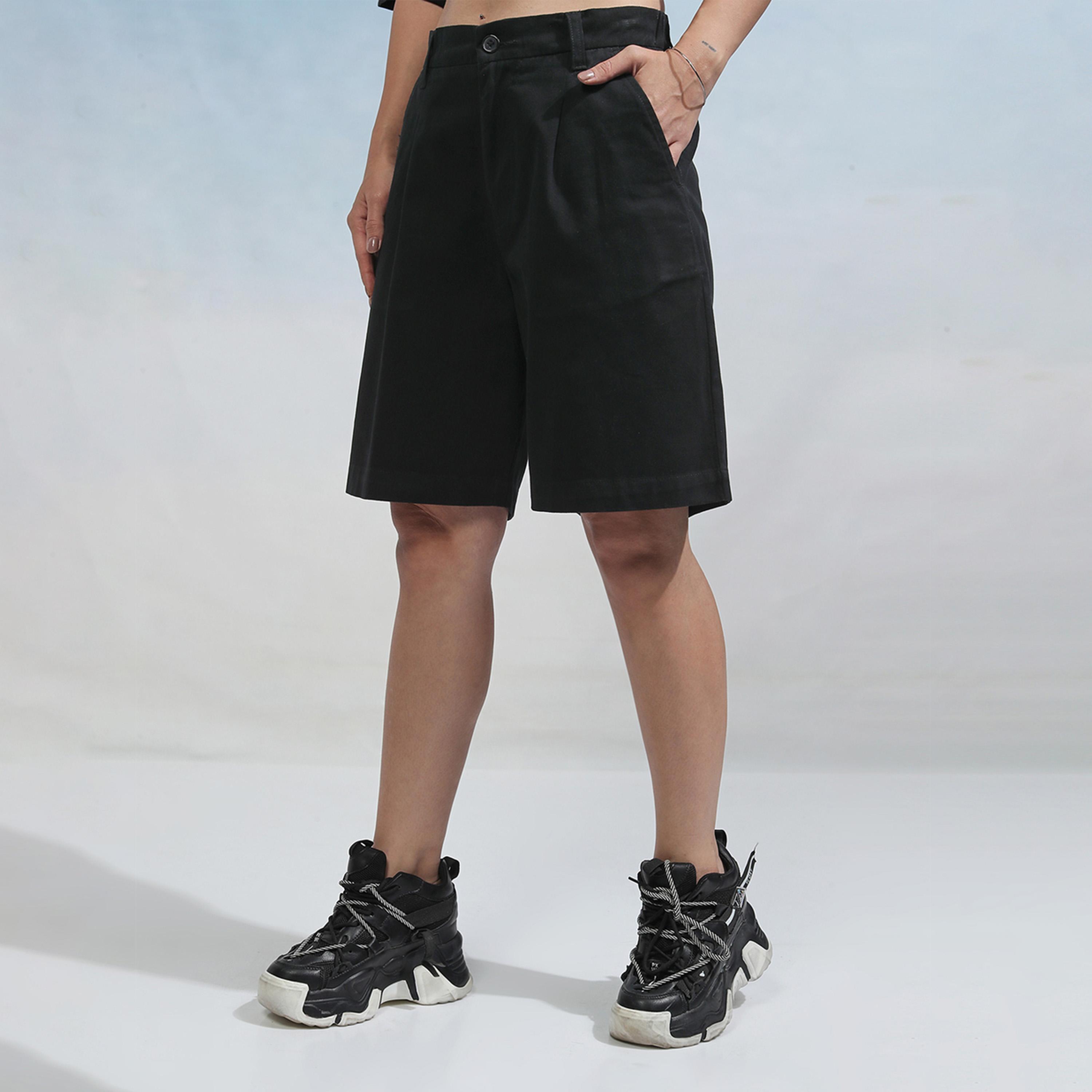 طوكيو توكيز ستايلي - شورت شينو سادة بخصر مرتفع-women-clothing-bottoms-shorts-image-3