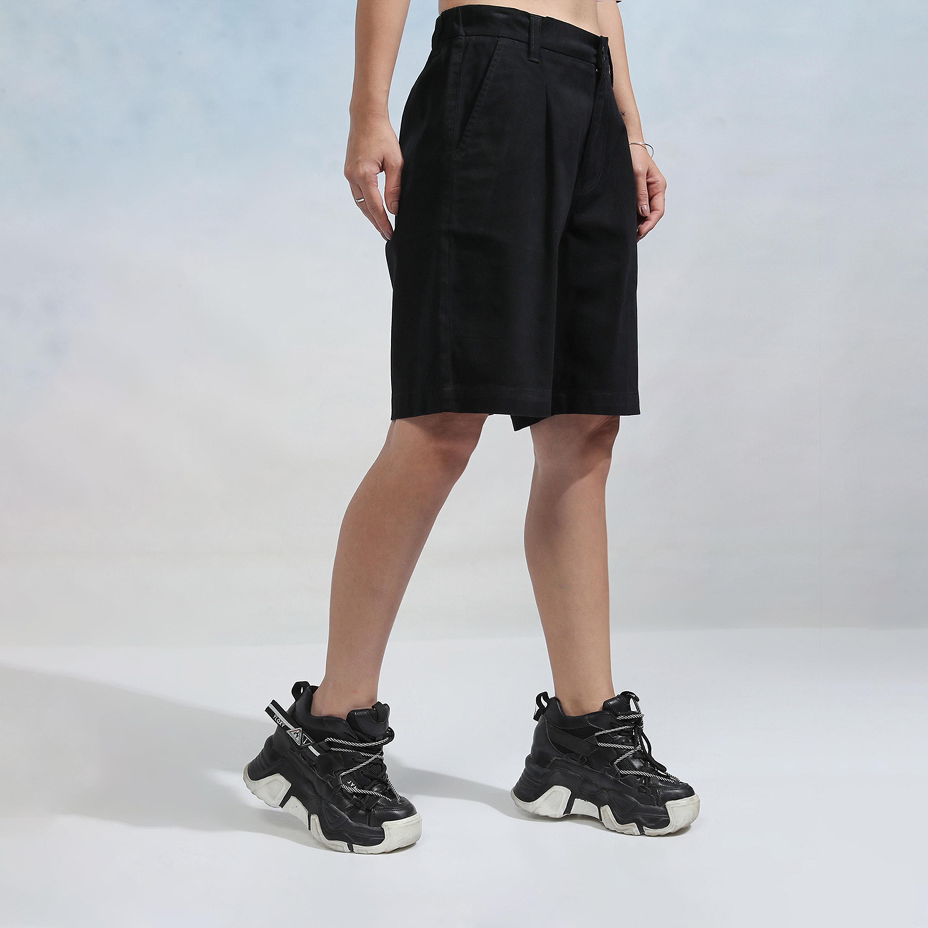 Tokyo Talkies X Styli Solid High Rise Chino Shorts-women-clothing-bottoms-shorts-image-4