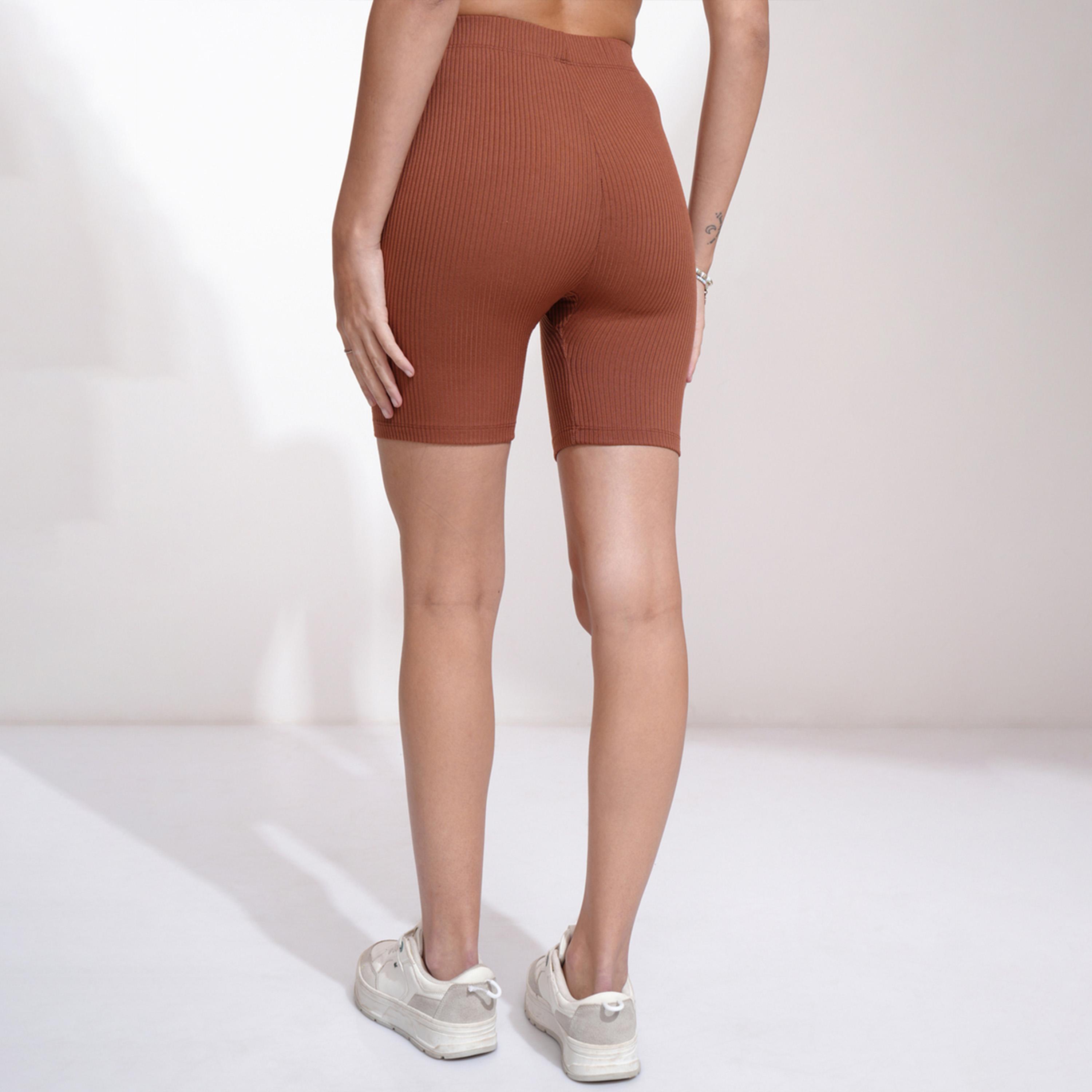 Tokyo Talkies X Styli Solid High Rise Slim Fit Shorts-women-clothing-bottoms-shorts-image-5
