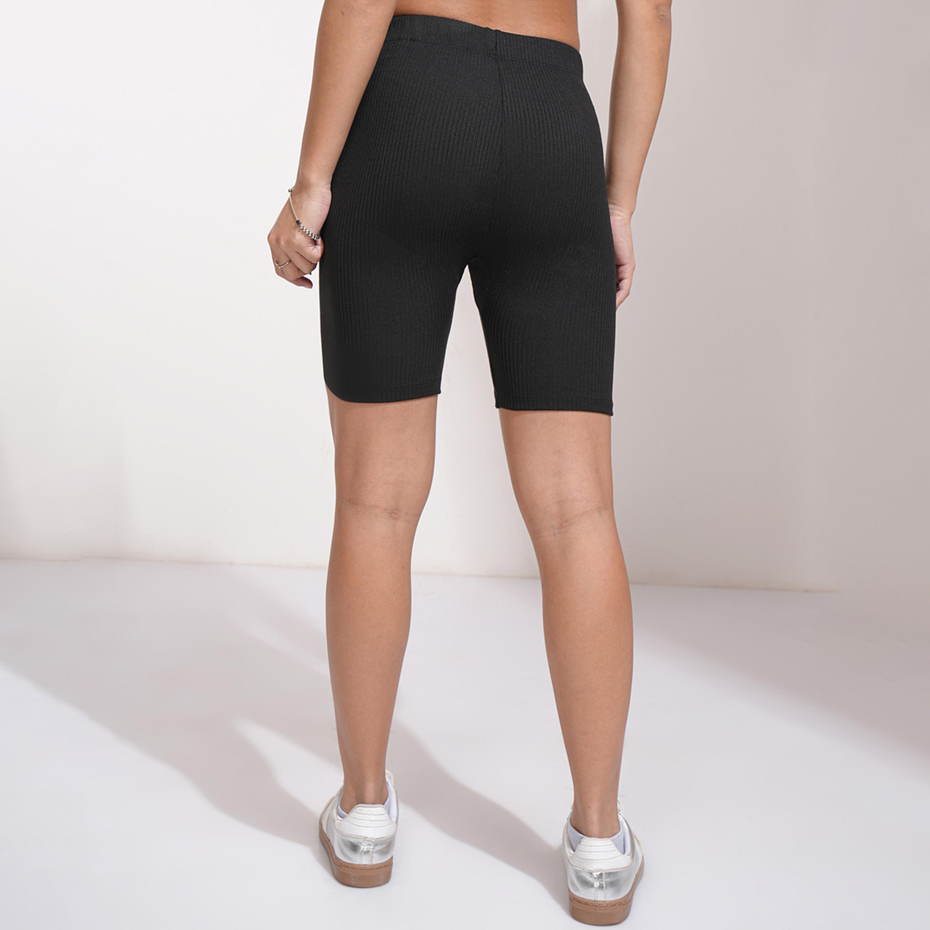 Tokyo Talkies X Styli Solid High Rise Slim Fit Shorts-women-clothing-bottoms-shorts-image-5