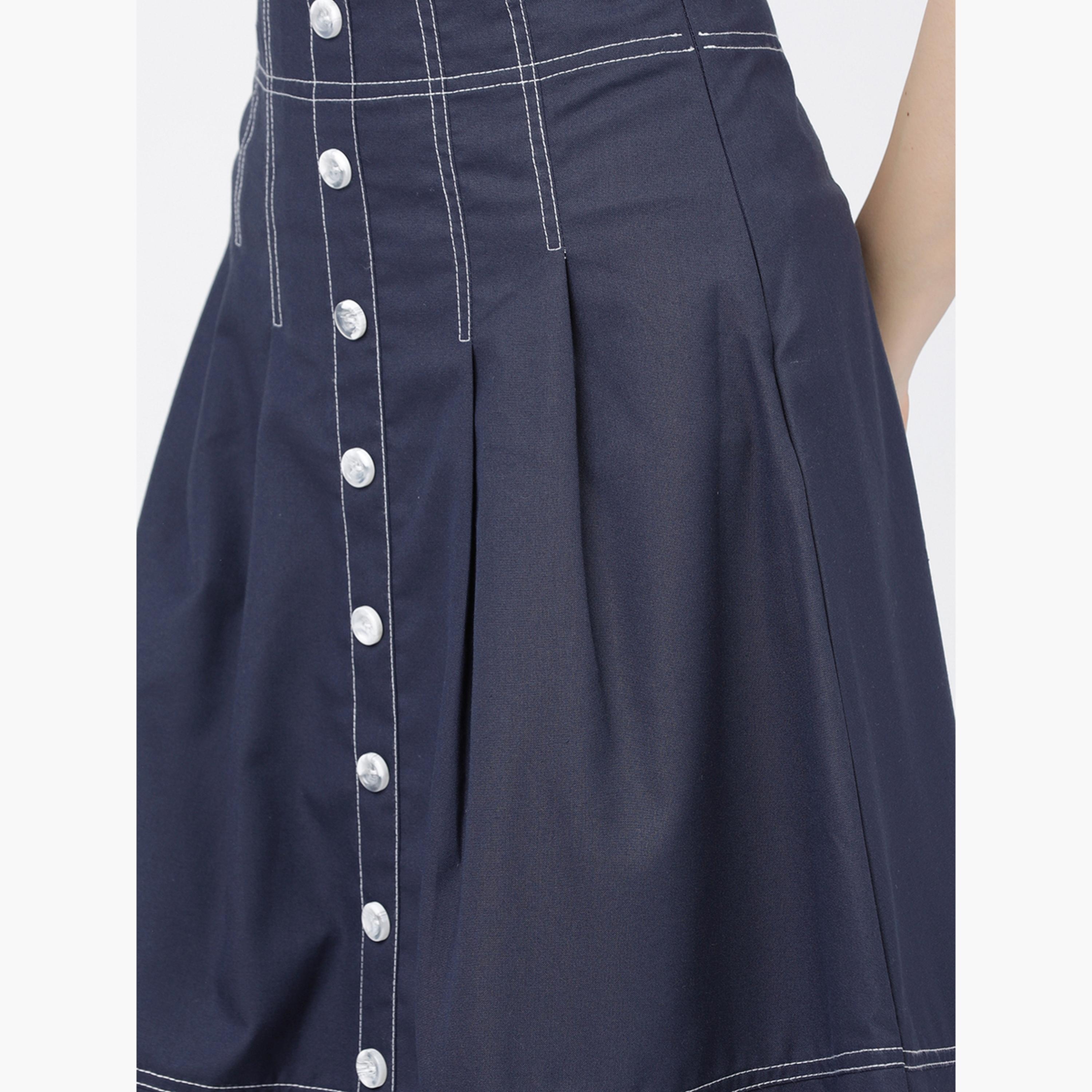 Tokyo Talkies X Styli High Rise A-Line Midi Skirts with Buttons Detail-women-clothing-bottoms-skirts-image-6