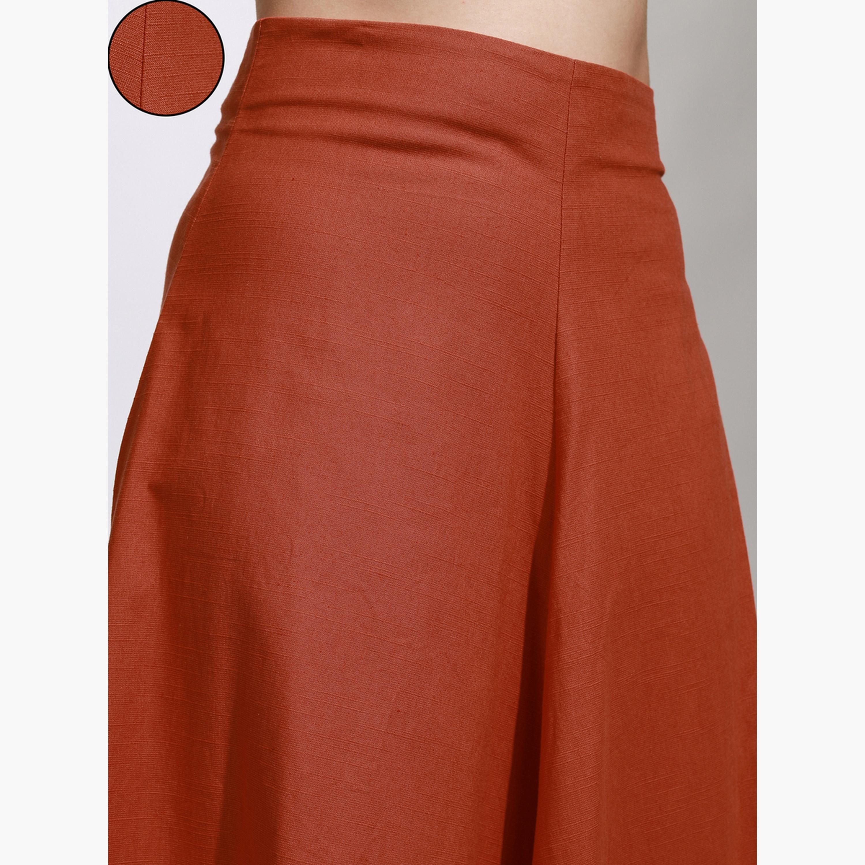Tokyo Talkies X Styli Solid High Rise A-Line Flared Midi Skirt-women-clothing-bottoms-skirts-image-6